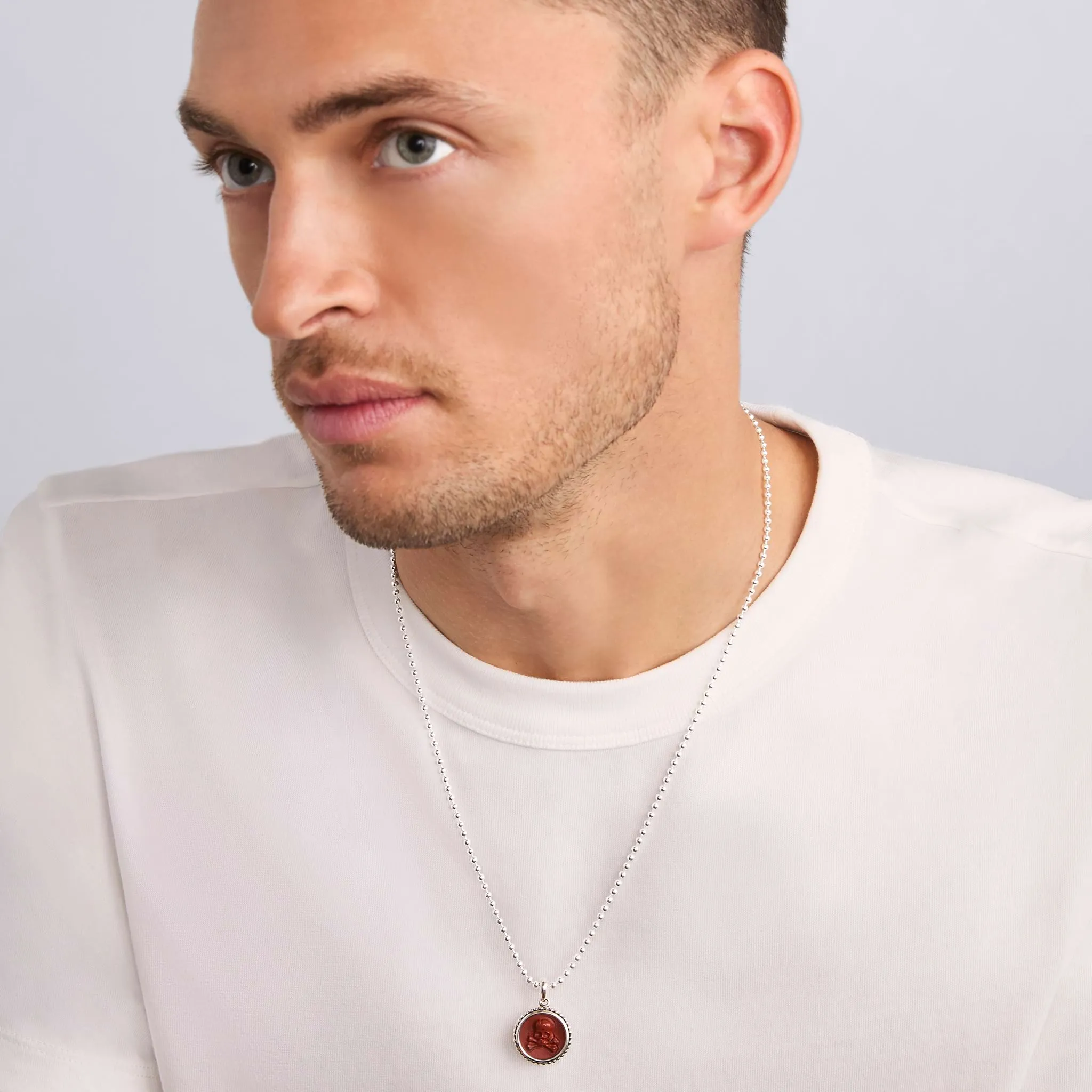 Anthem Small Red Jasper Skull Crossbone Amulet sold by LAGOS product image thumbnail 2