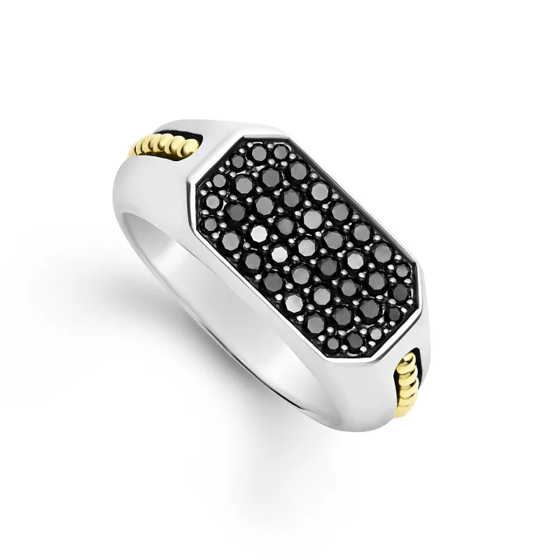 Anthem Two-Tone Octagon Black Diamond Ring sold by LAGOS