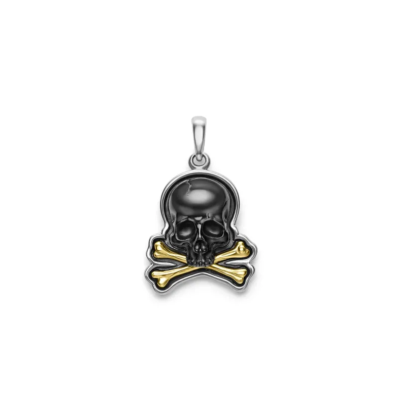 Anthem Two-Tone Black Agate Skull and Bones Amulet sold by LAGOS