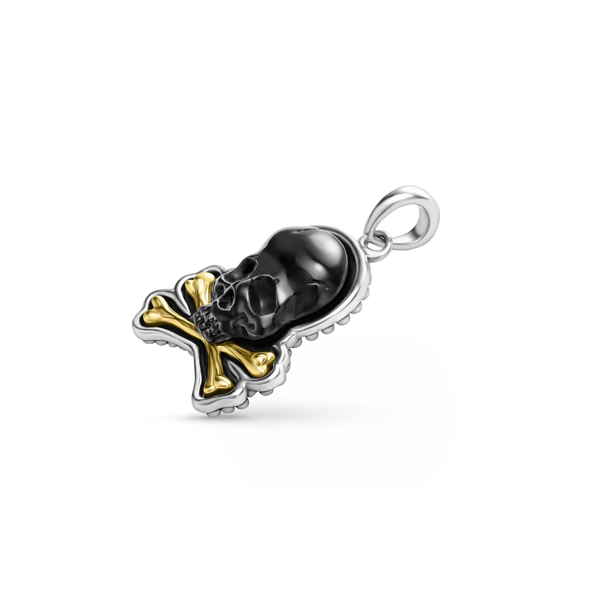 Anthem Two-Tone Black Agate Skull and Bones Amulet sold by LAGOS product image thumbnail 3