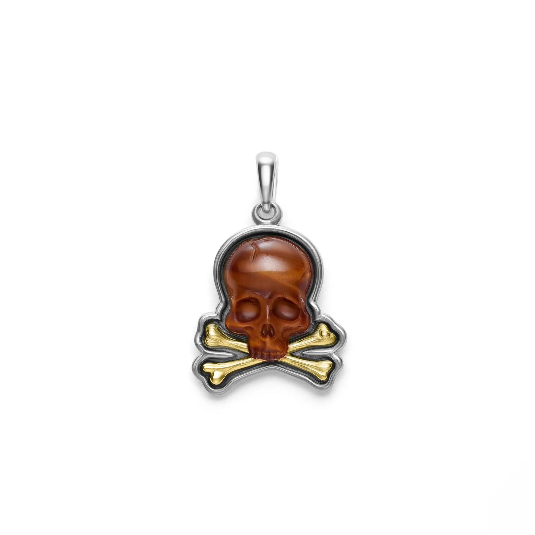 Anthem Two-Tone Tiger Eye Skull and Bones Amulet sold by LAGOS product image thumbnail 3