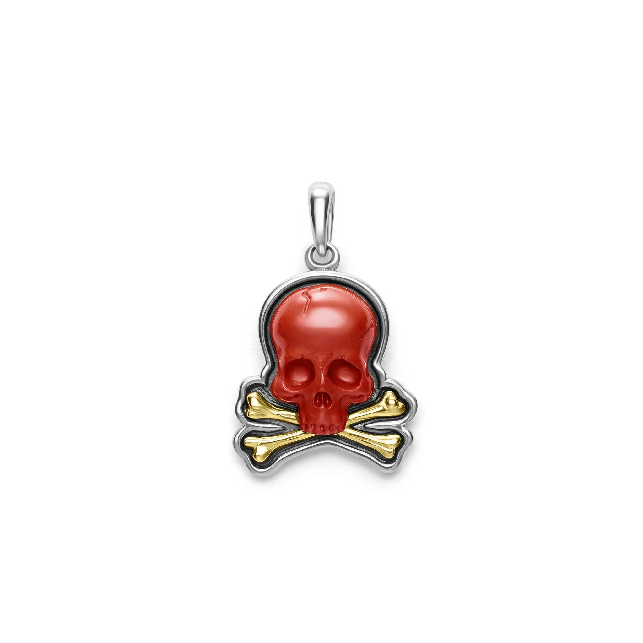 Anthem Two-Tone Red Jasper Skull and Bones Amulet sold by LAGOS