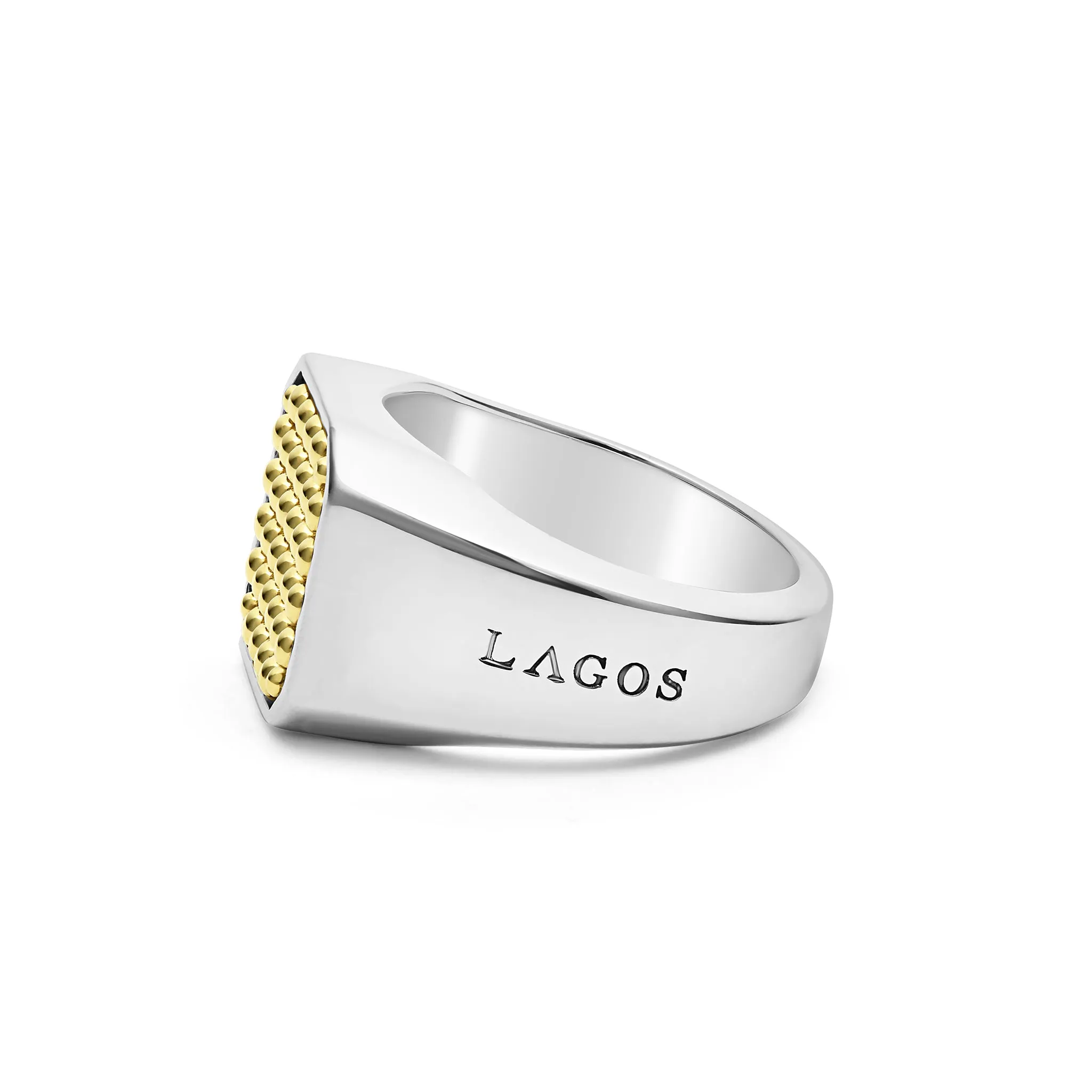 Anthem Two-Tone Caviar Beaded Square Ring sold by LAGOS product image thumbnail 4