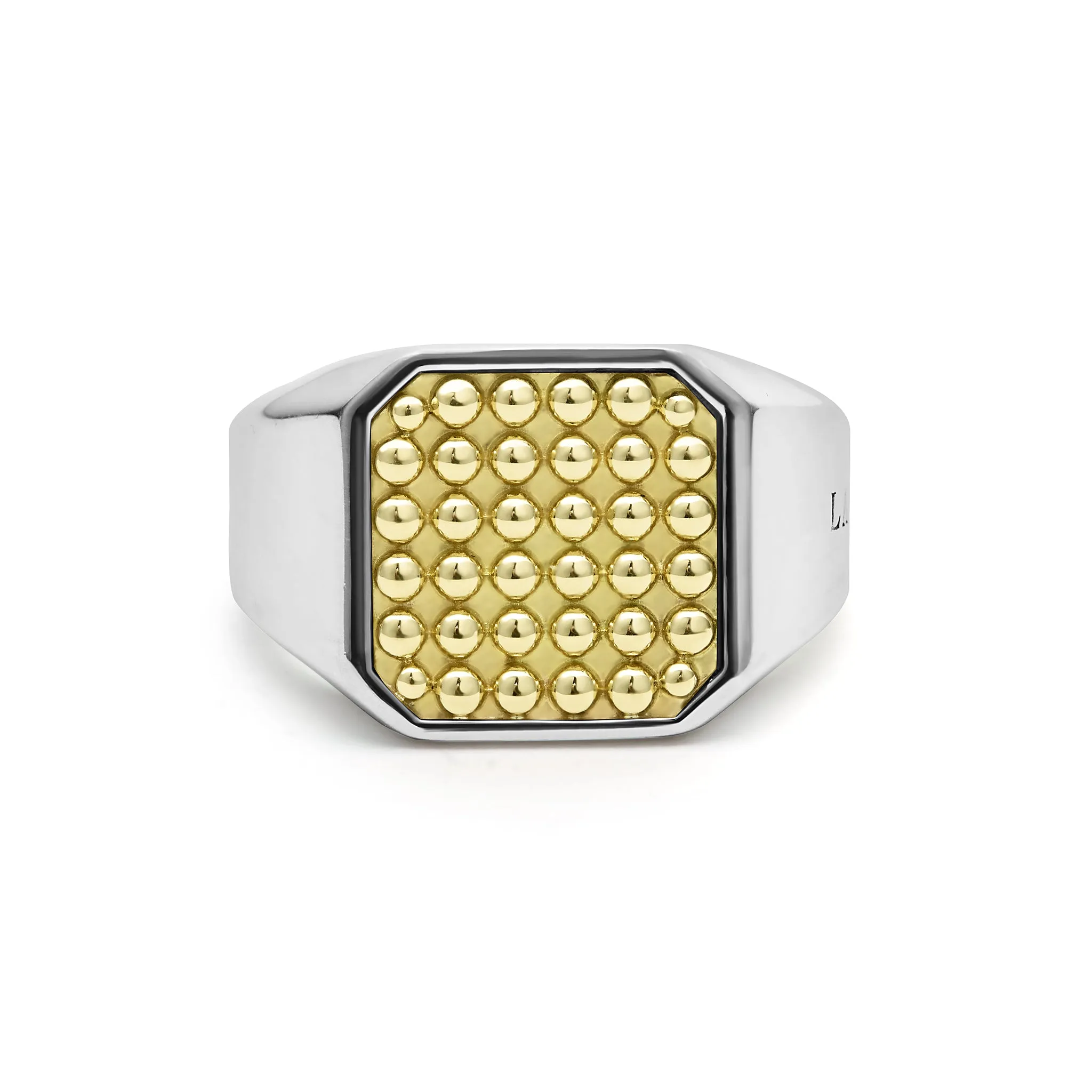 Anthem Two-Tone Caviar Beaded Square Ring sold by LAGOS product image thumbnail 3