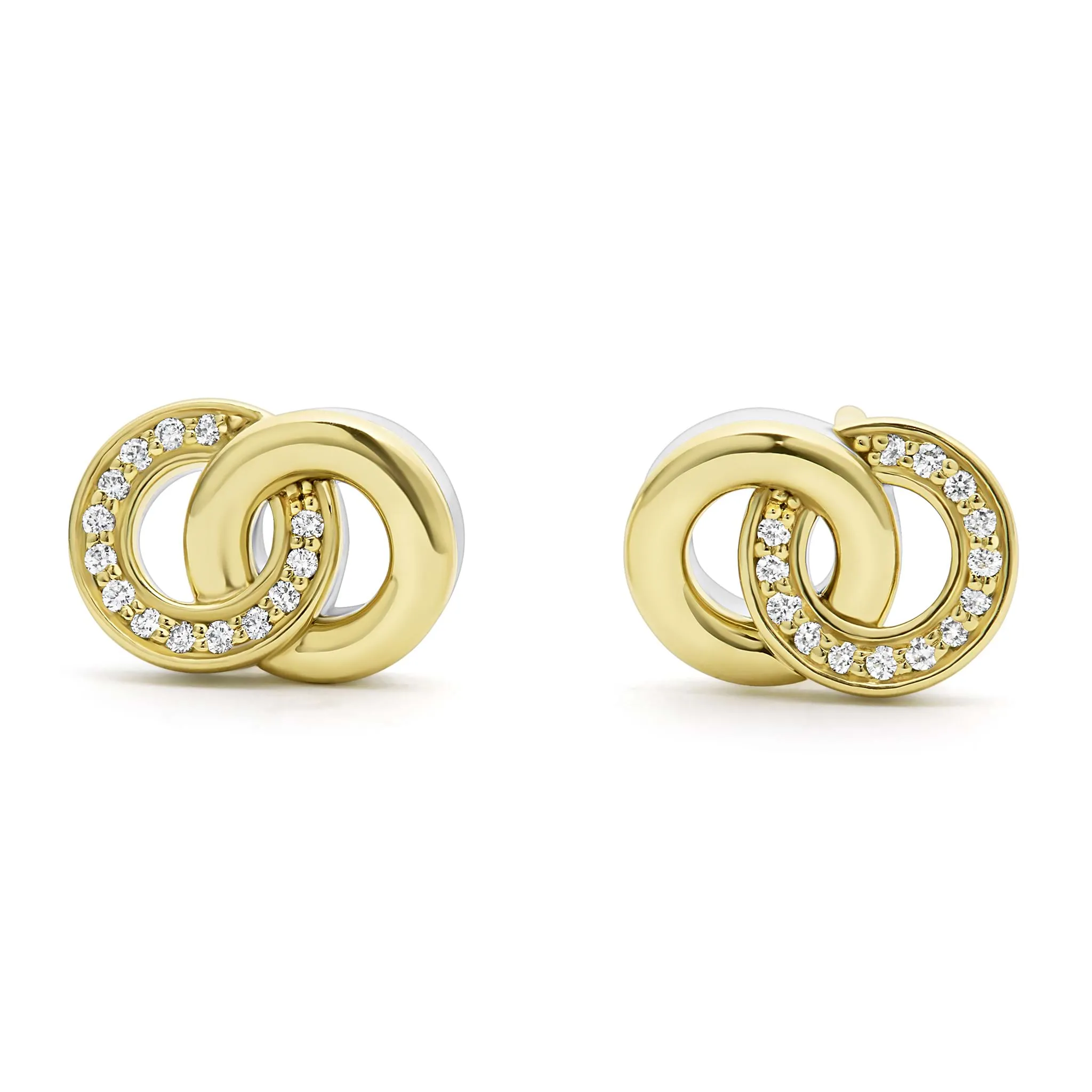 Signature Caviar Two-Tone Interlocking Diamond Stud Earrings sold by LAGOS product image thumbnail 4