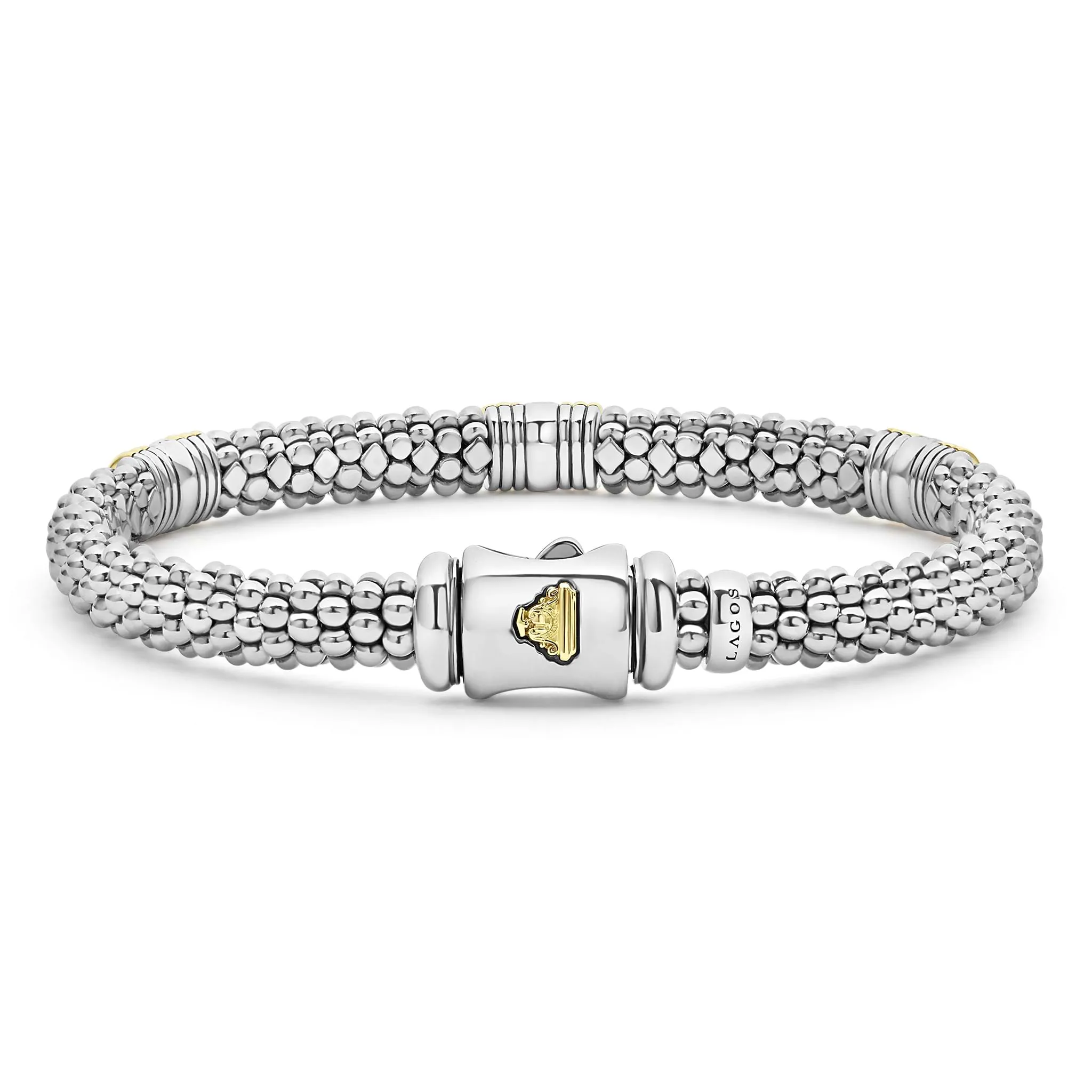 Signature Caviar Triple Diamond Station Caviar Bracelet | 6mm sold by LAGOS product image thumbnail 4