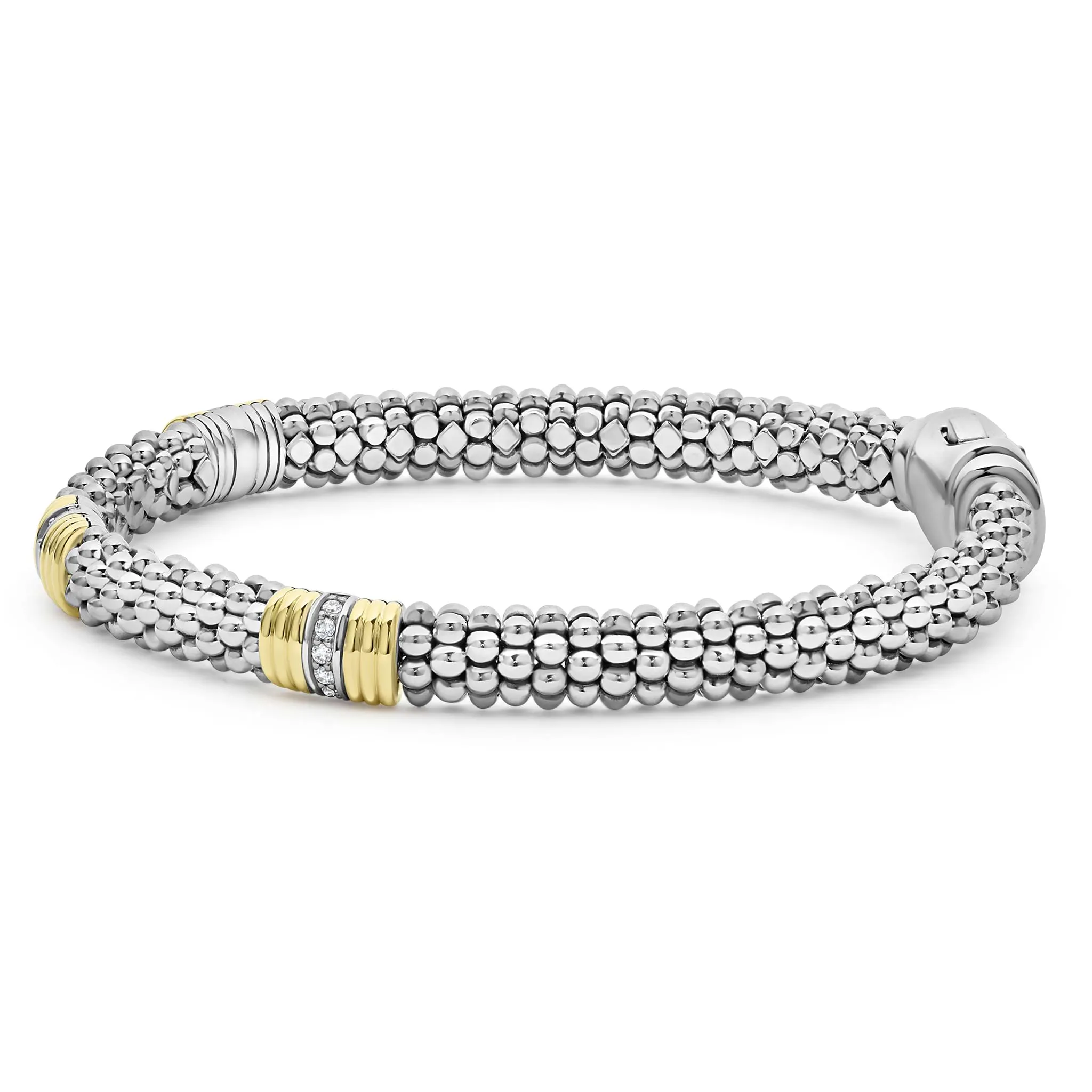 Signature Caviar Triple Diamond Station Caviar Bracelet | 6mm sold by LAGOS product image thumbnail 3