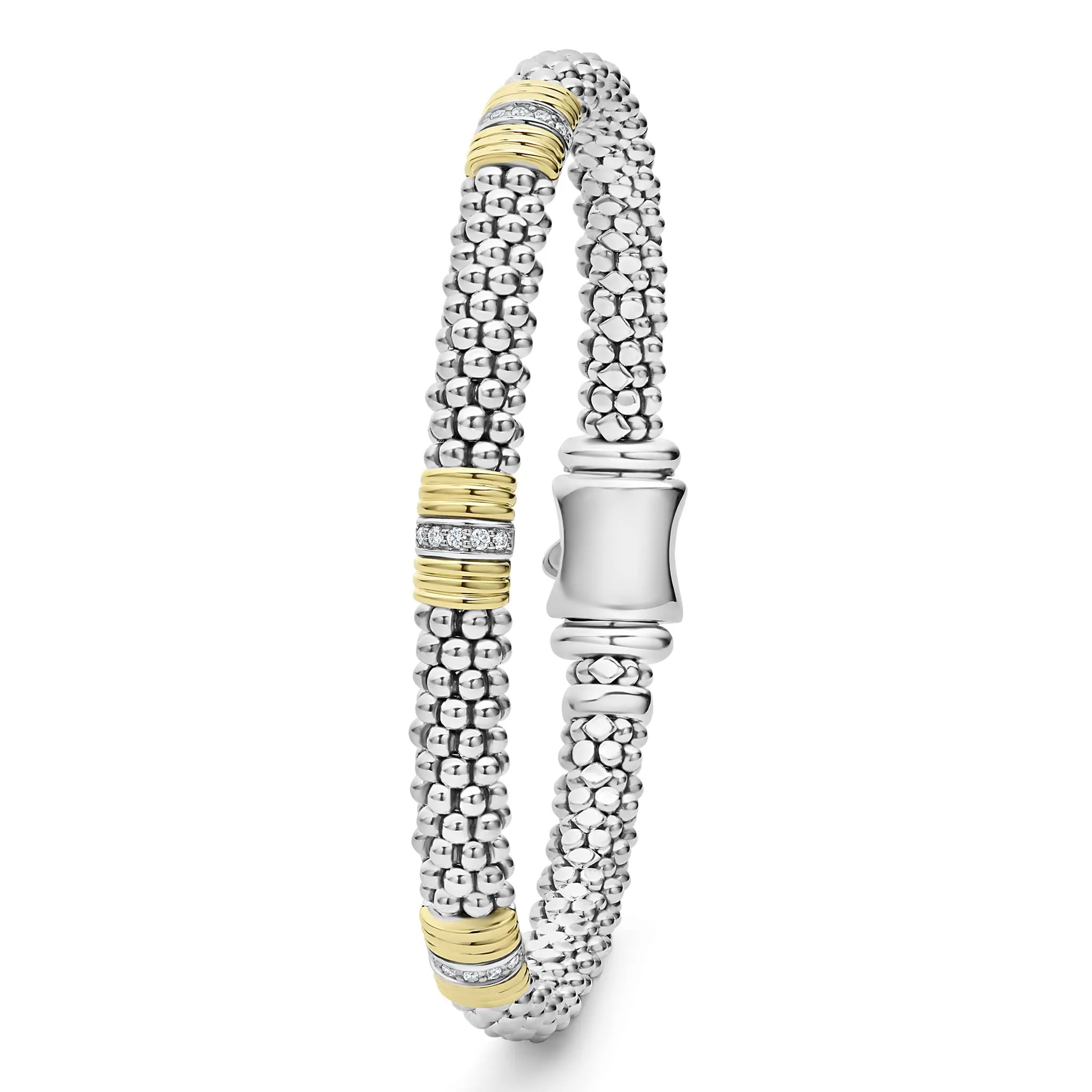 Signature Caviar Triple Diamond Station Caviar Bracelet | 6mm sold by LAGOS product image thumbnail 5
