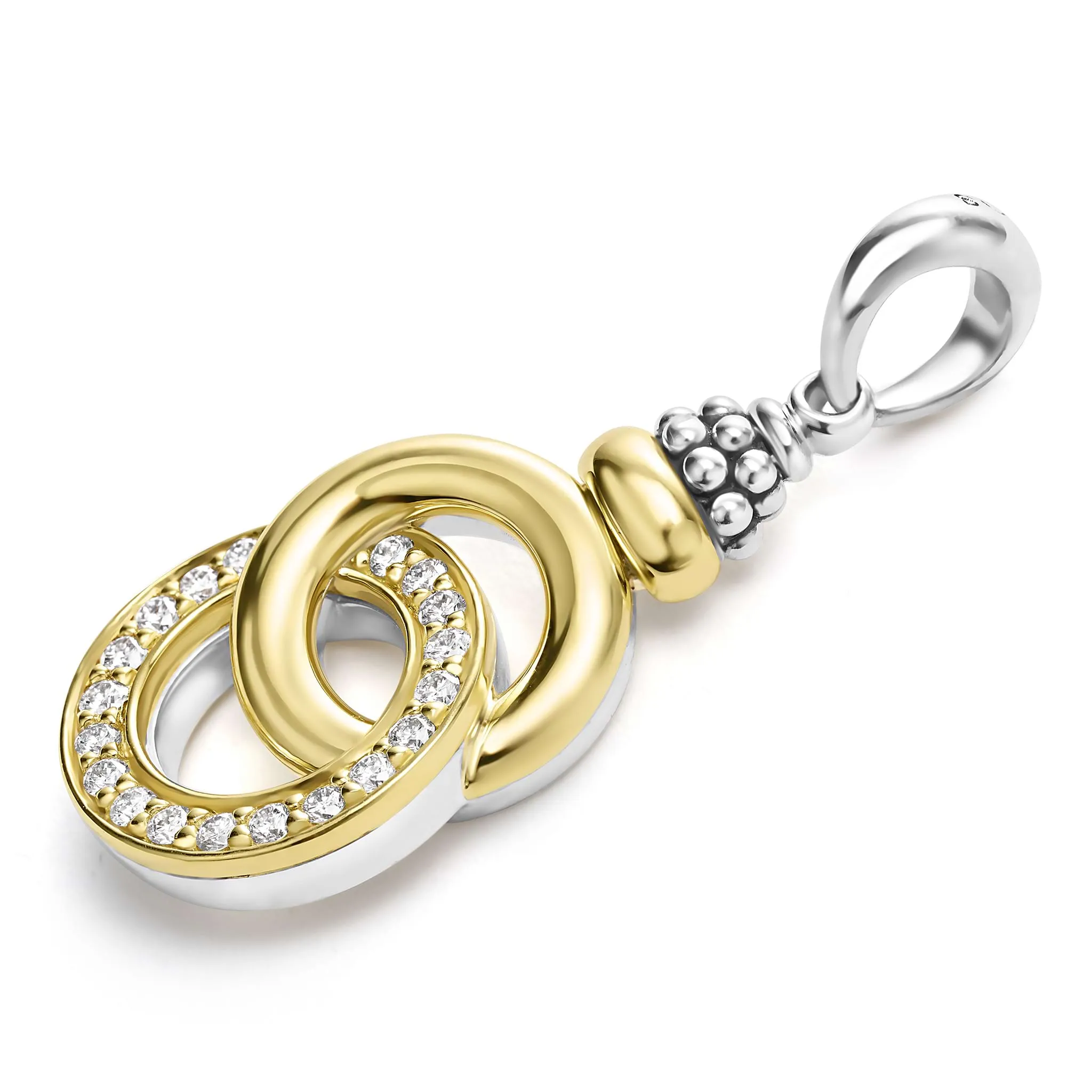 Signature Caviar Two-Tone Interlocking Diamond Pendant sold by LAGOS product image thumbnail 3