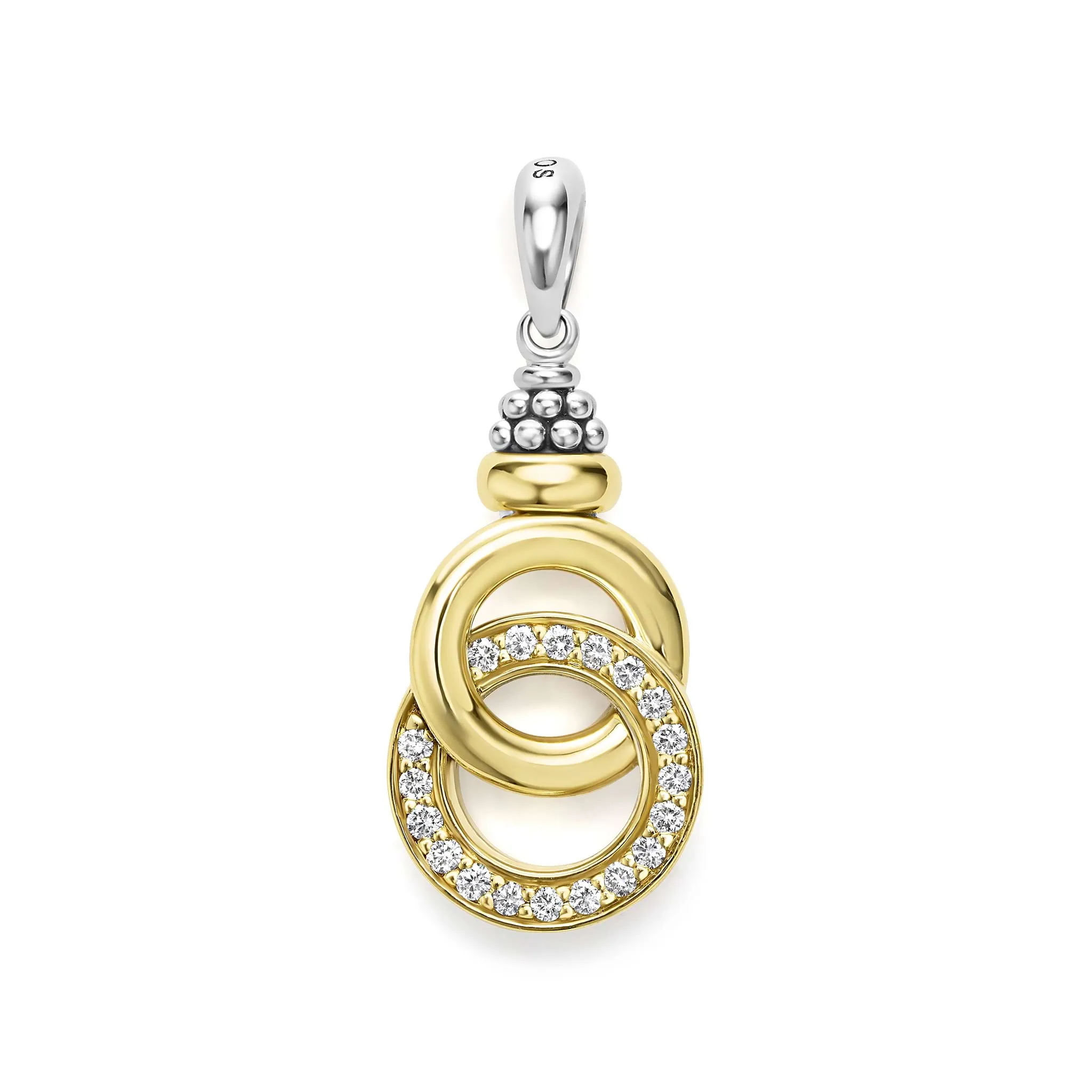 Signature Caviar Two-Tone Interlocking Diamond Pendant sold by LAGOS