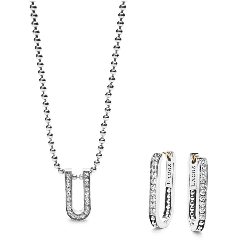 Caviar Spark Linear Diamond Earrings and Necklace Gift Set sold by LAGOS