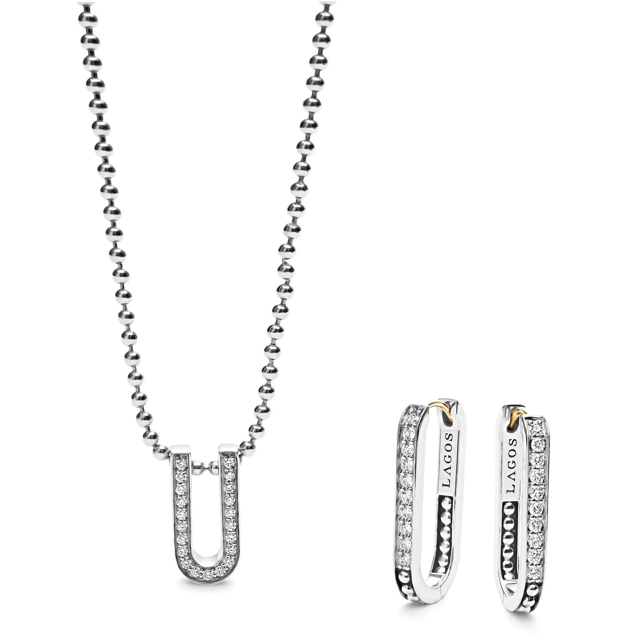 Caviar Spark Linear Diamond Earrings and Necklace Gift Set sold by LAGOS