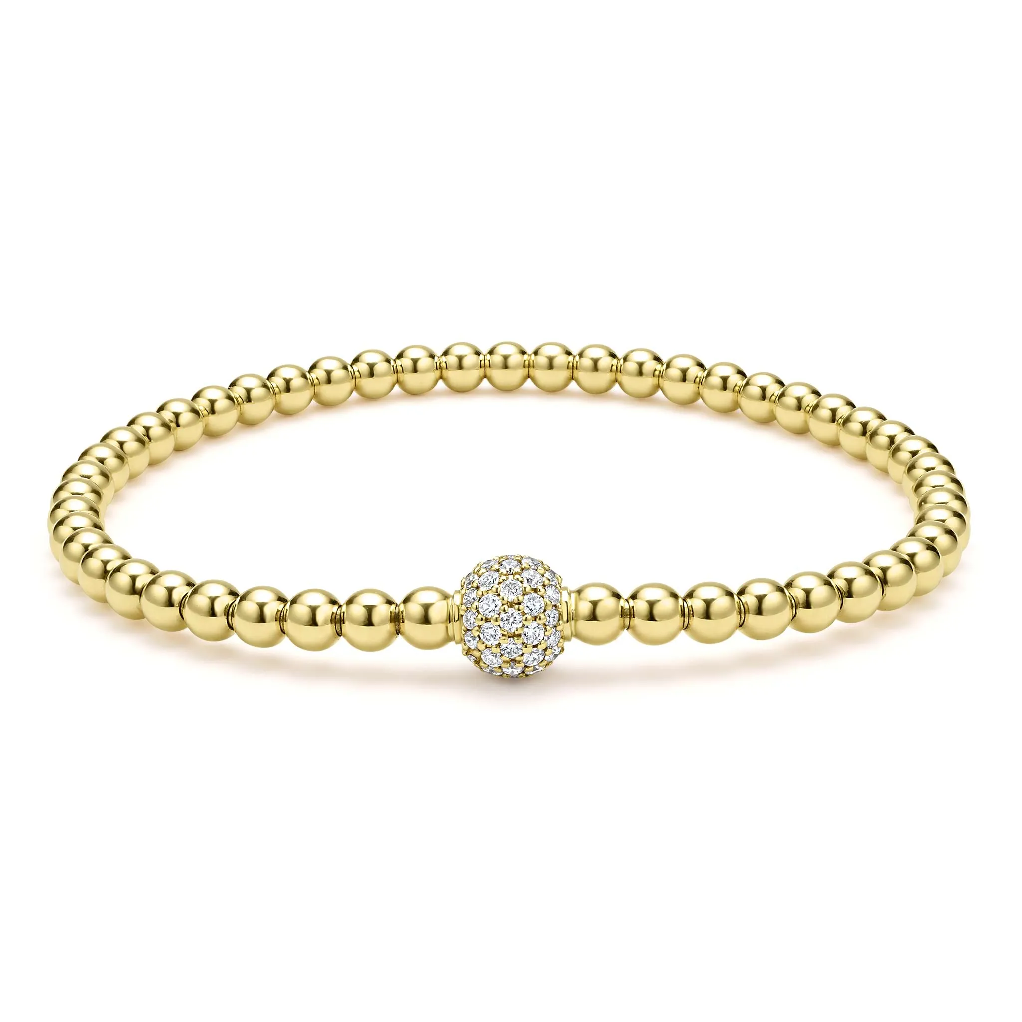 Caviar Gold 18K Gold and Diamond Bead Bracelet | 4mm sold by LAGOS