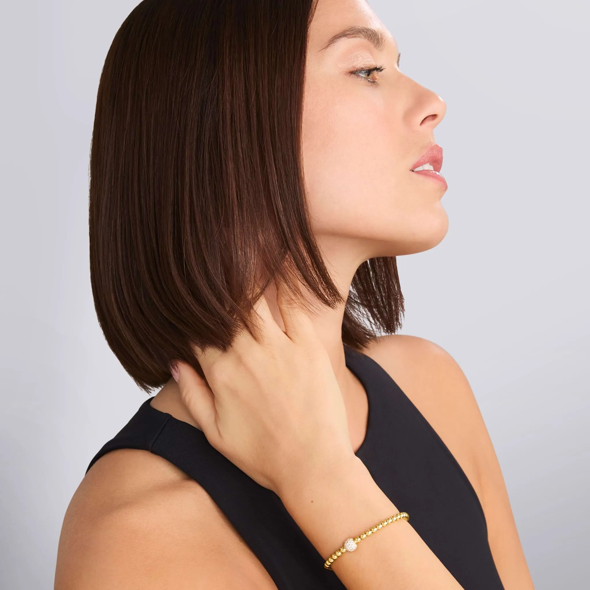 Caviar Gold 18K Gold and Diamond Bead Bracelet | 4mm sold by LAGOS product image thumbnail 2