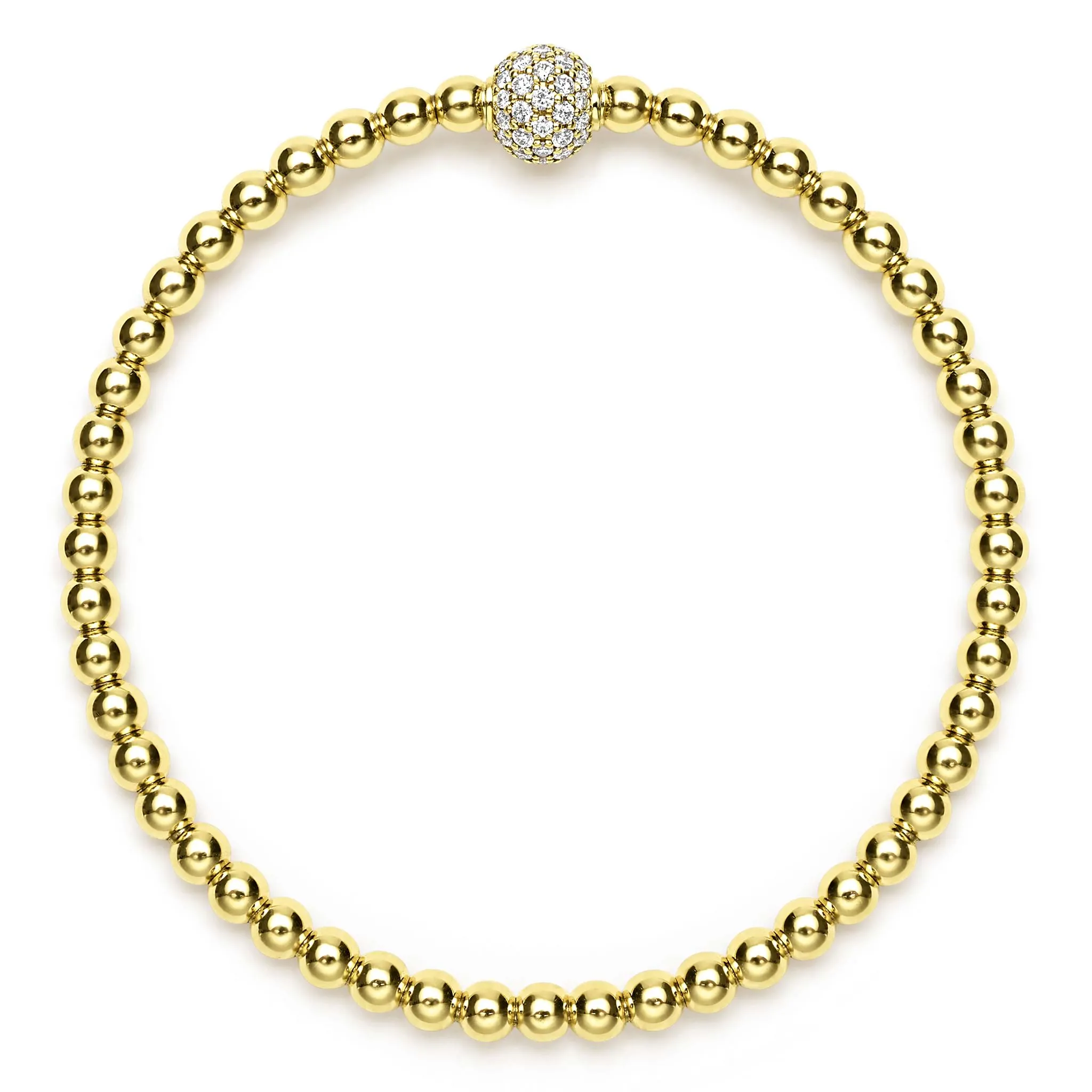 Caviar Gold 18K Gold and Diamond Bead Bracelet | 4mm sold by LAGOS product image thumbnail 3
