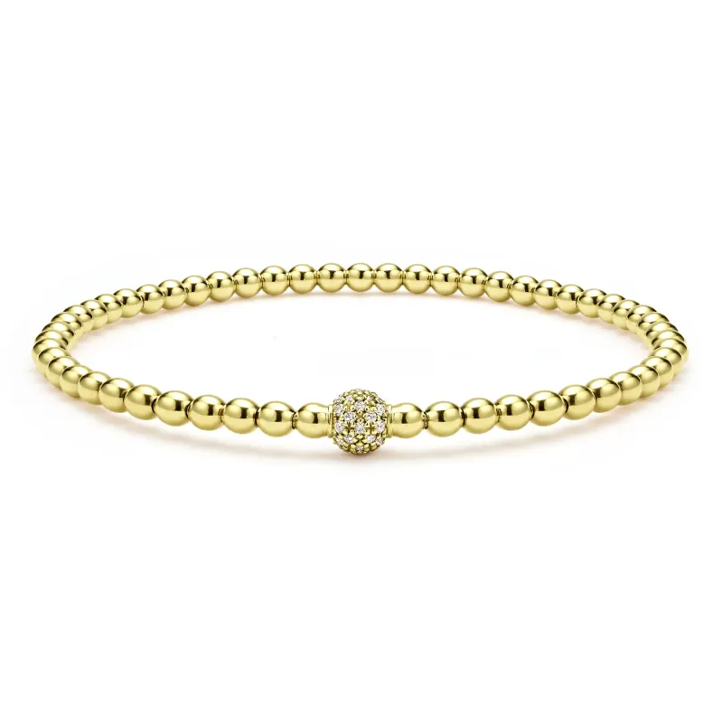 Caviar Gold 18K Gold and Diamond Bead Bracelet | 3mm sold by LAGOS
