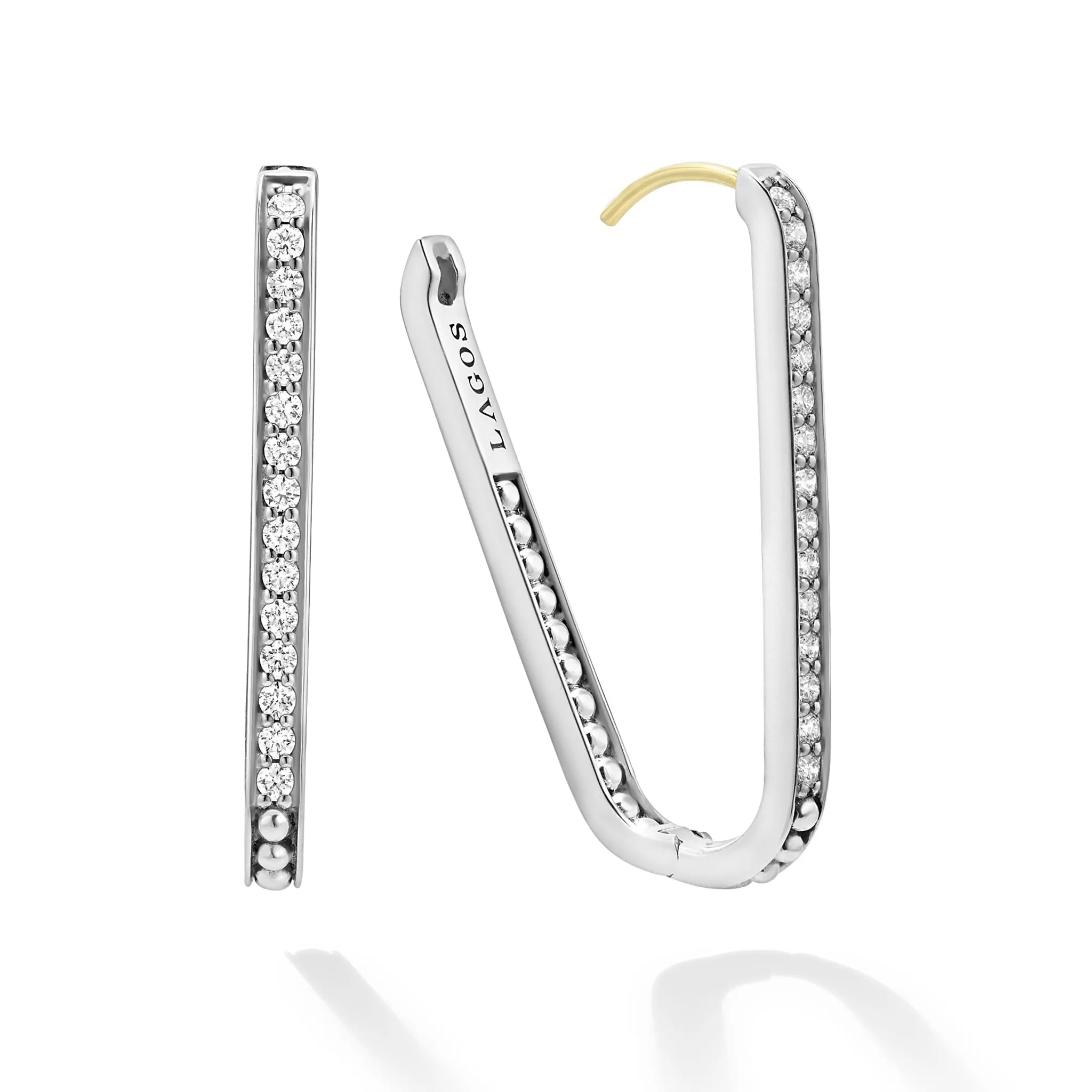 Caviar Spark Large Linear Diamond Hoop Earrings sold by LAGOS product image thumbnail 3