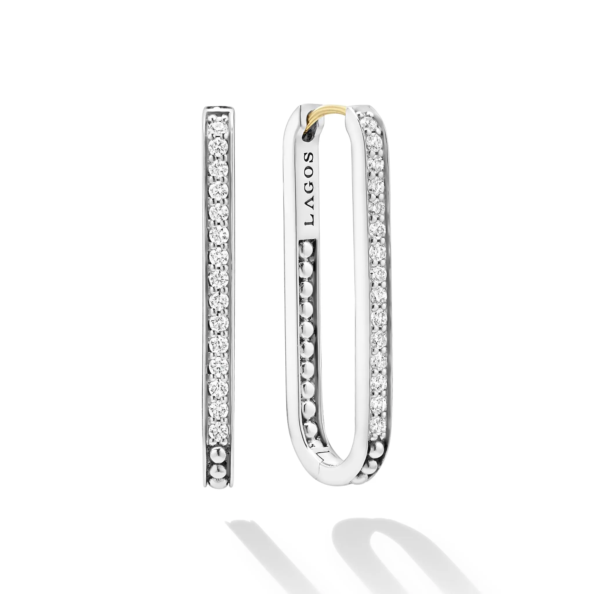 Caviar Spark Large Linear Diamond Hoop Earrings sold by LAGOS