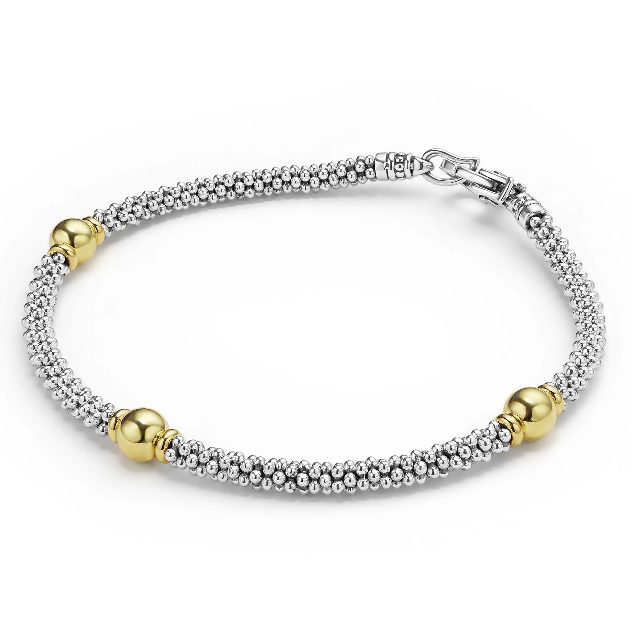 Signature Caviar Two-Tone Station Bracelet | 3mm sold by LAGOS product image thumbnail 3