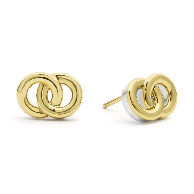 Signature Caviar Two-Tone Interlocking Stud Earrings sold by LAGOS