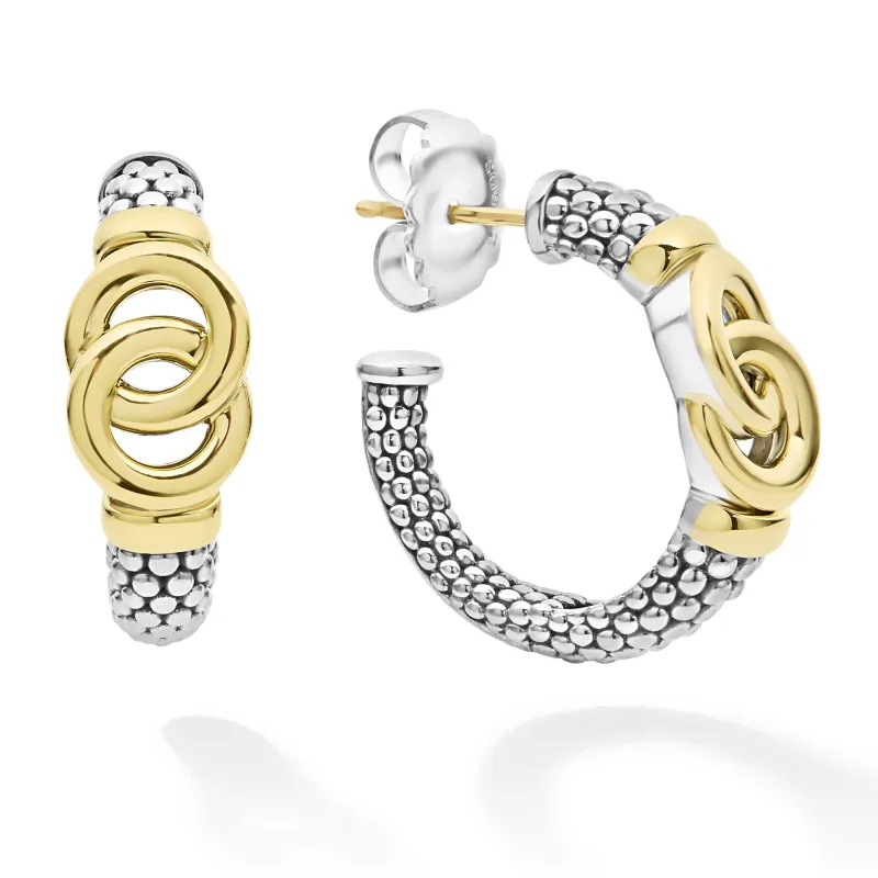 Signature Caviar Two-Tone Interlocking Hoop Earrings sold by LAGOS