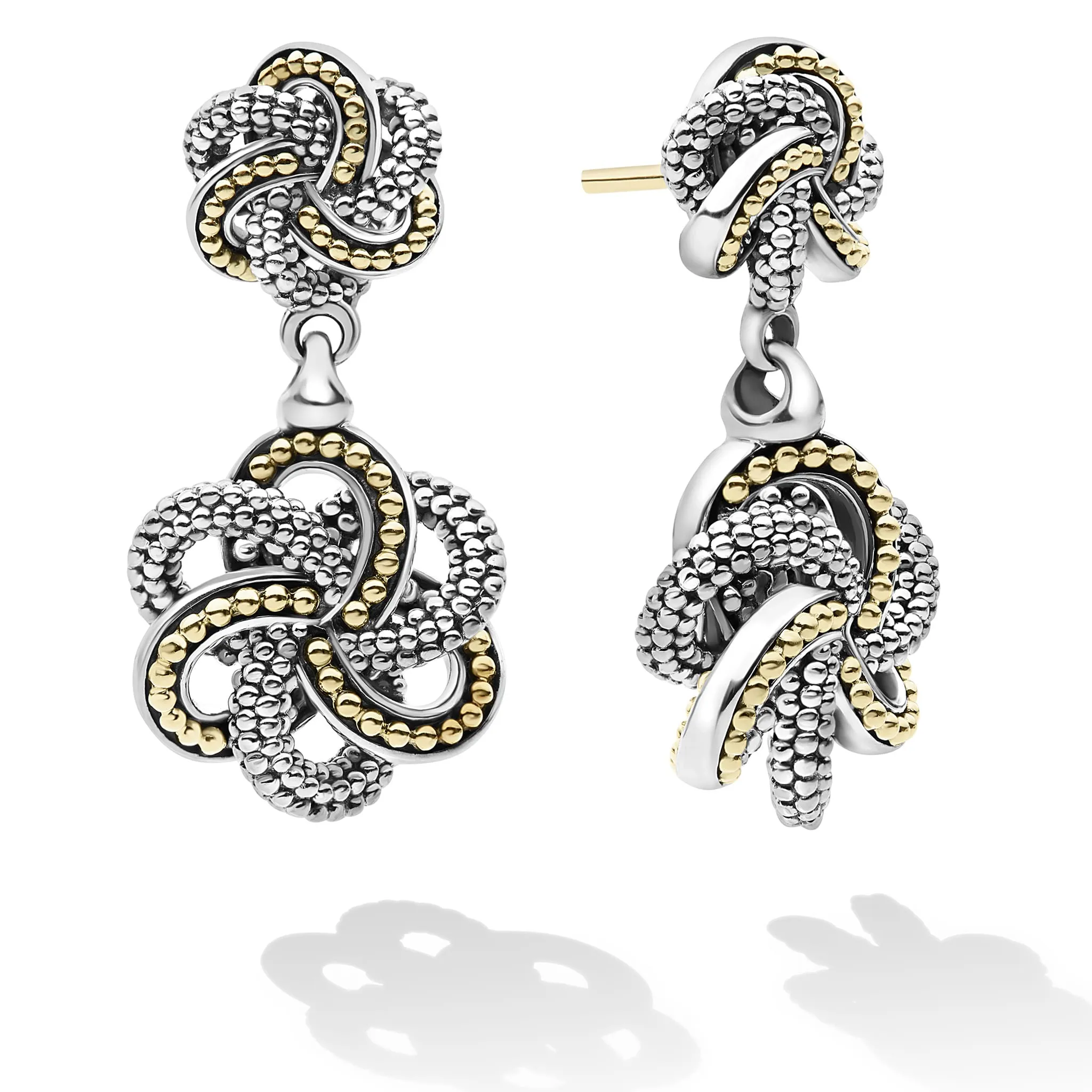 Love Knot Two Tone Love Knot Drop Earrings sold by LAGOS