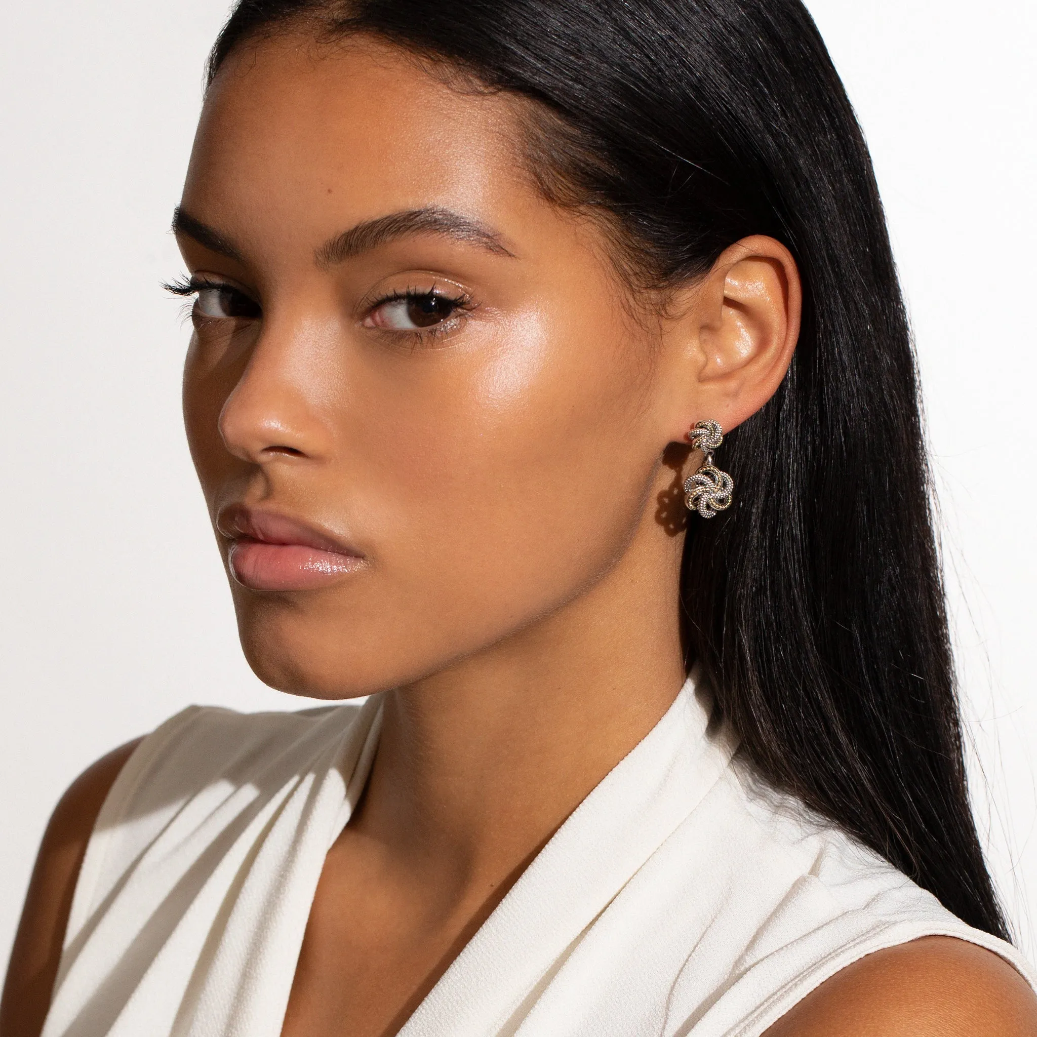 Love Knot Two Tone Love Knot Drop Earrings sold by LAGOS product image thumbnail 2