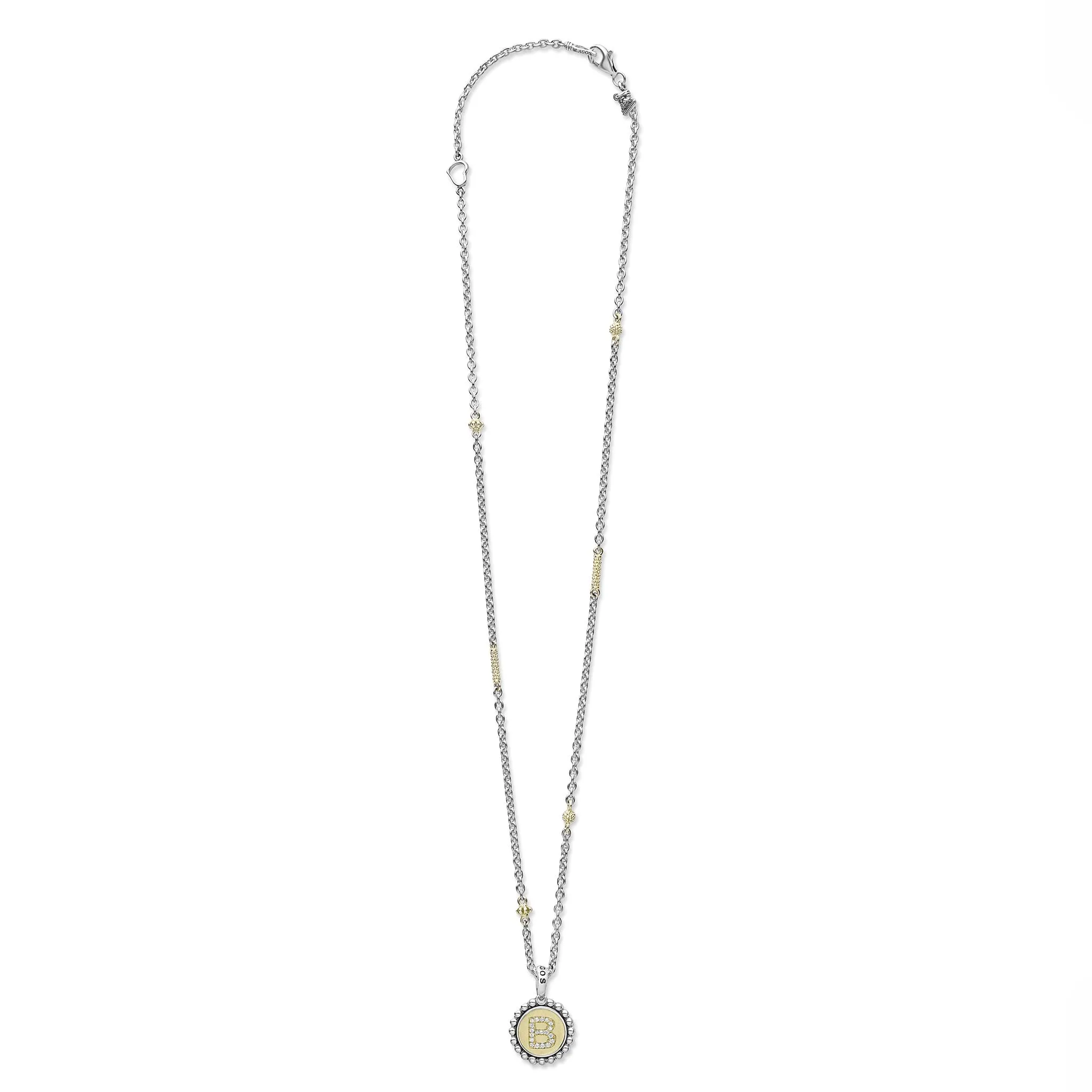 Signature Caviar B Initial Diamond Charm Necklace sold by LAGOS product image thumbnail 3