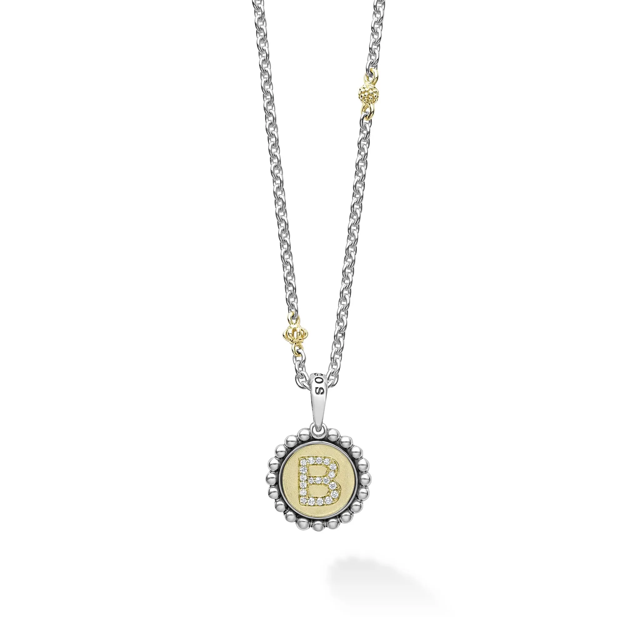 Signature Caviar B Initial Diamond Charm Necklace sold by LAGOS