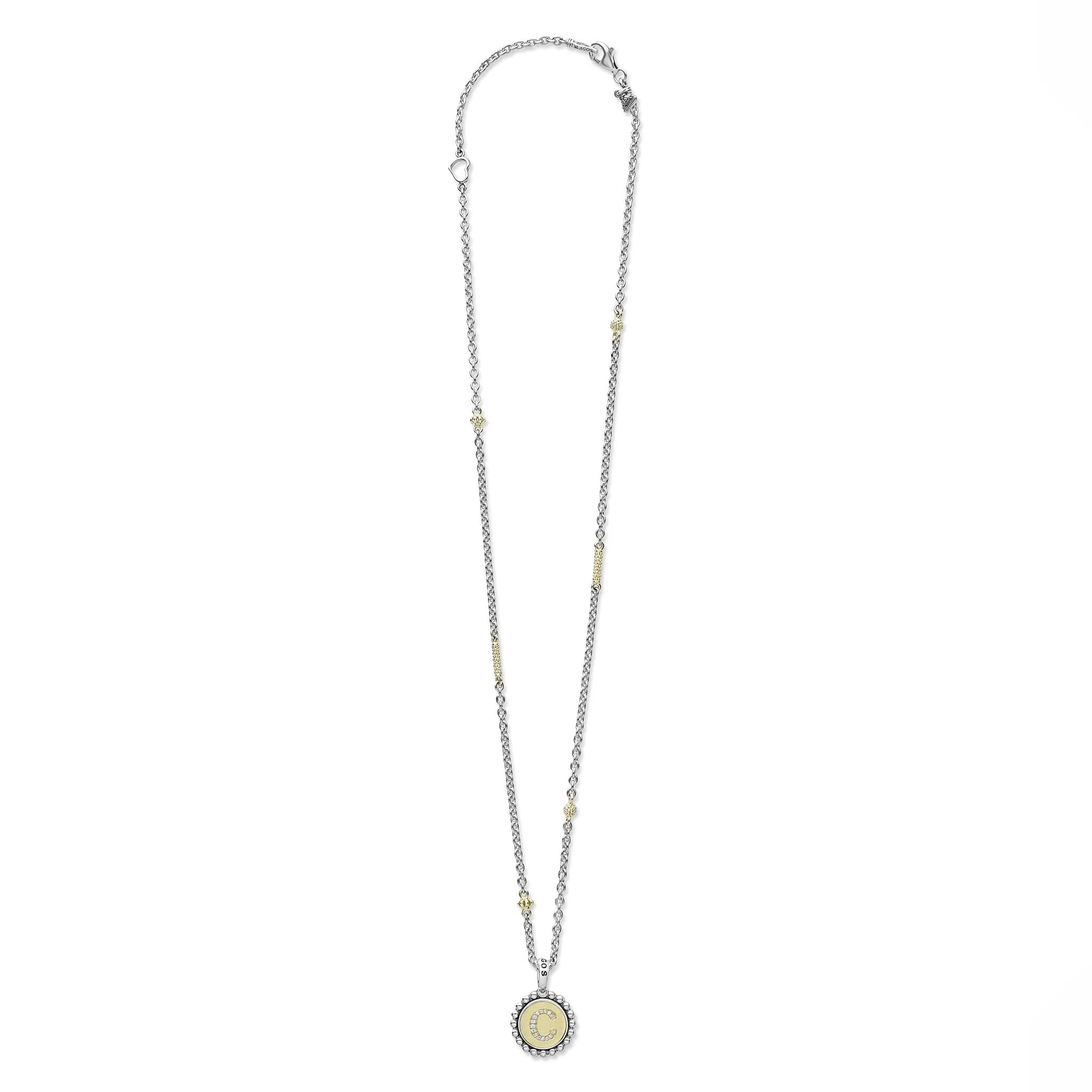 Signature Caviar C Initial Diamond Charm Necklace sold by LAGOS product image thumbnail 3