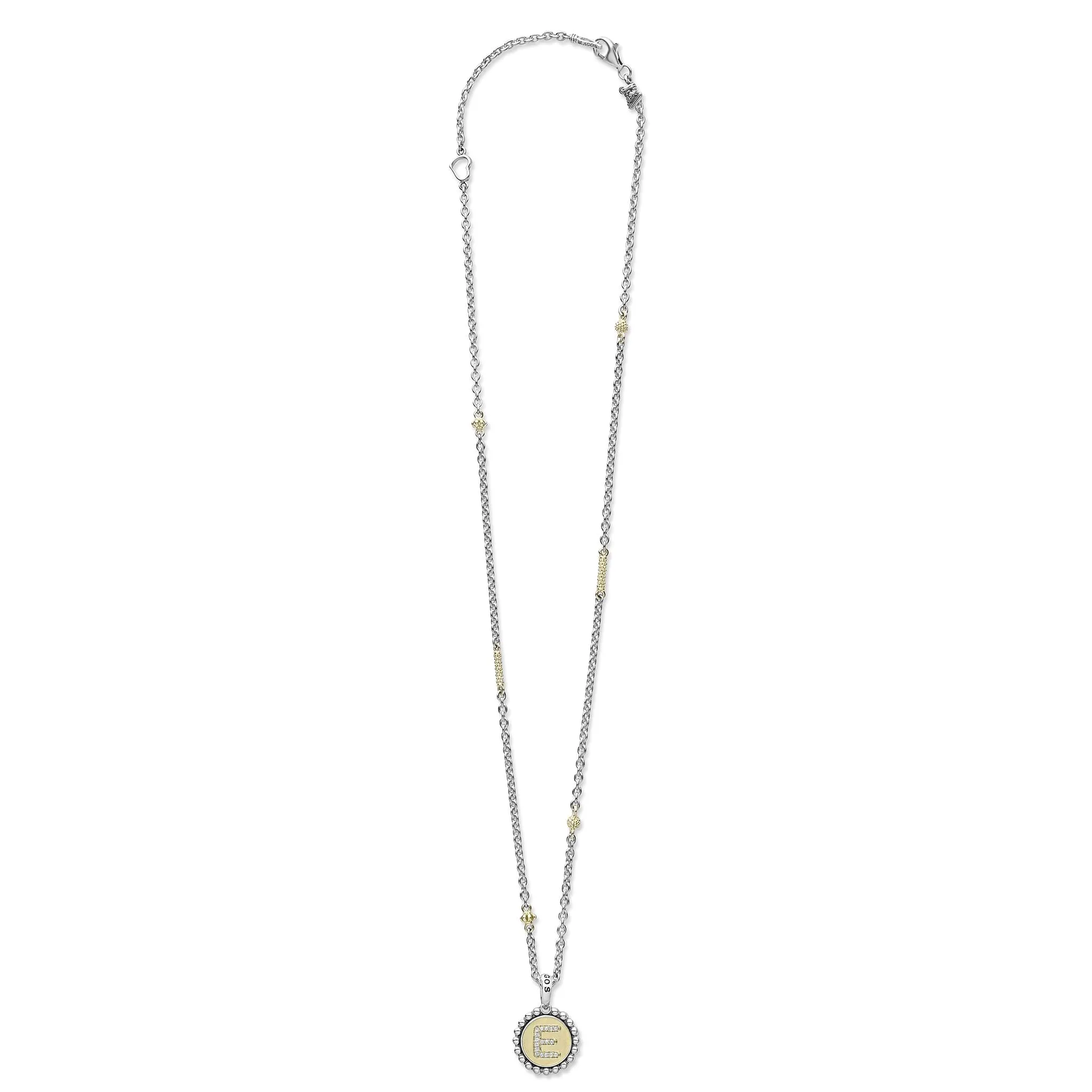 Signature Caviar E Initial Diamond Charm Necklace sold by LAGOS product image thumbnail 3