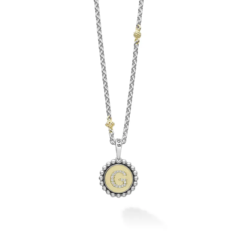 Signature Caviar G Initial Diamond Charm Necklace sold by LAGOS