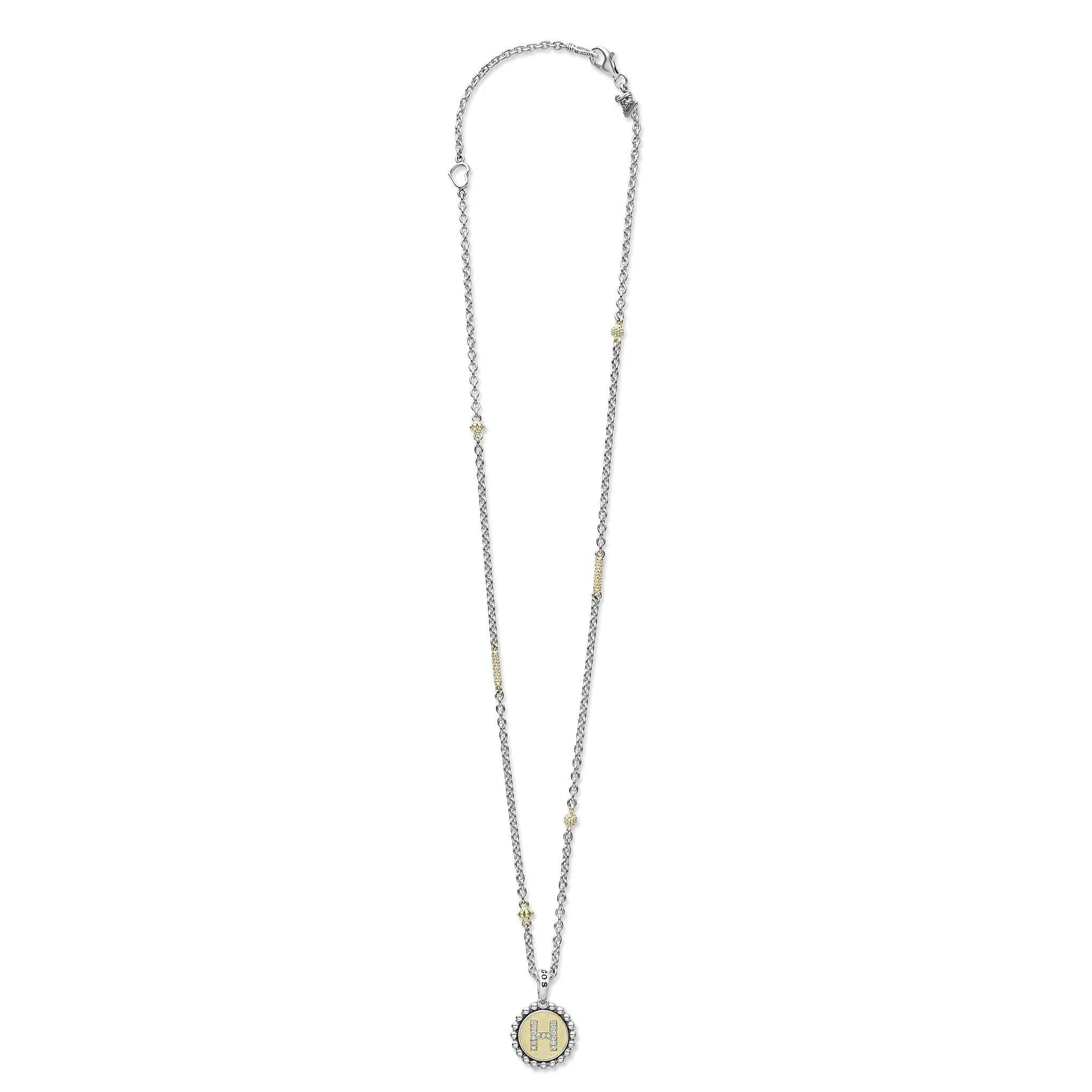 Signature Caviar H Initial Diamond Charm Necklace sold by LAGOS product image thumbnail 3