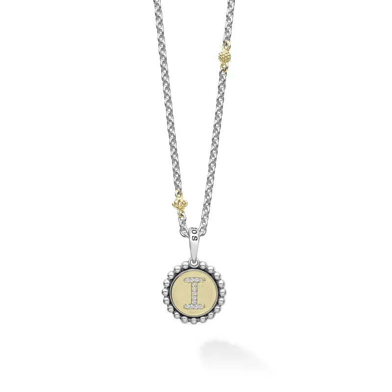 Signature Caviar I Initial Diamond Charm Necklace sold by LAGOS