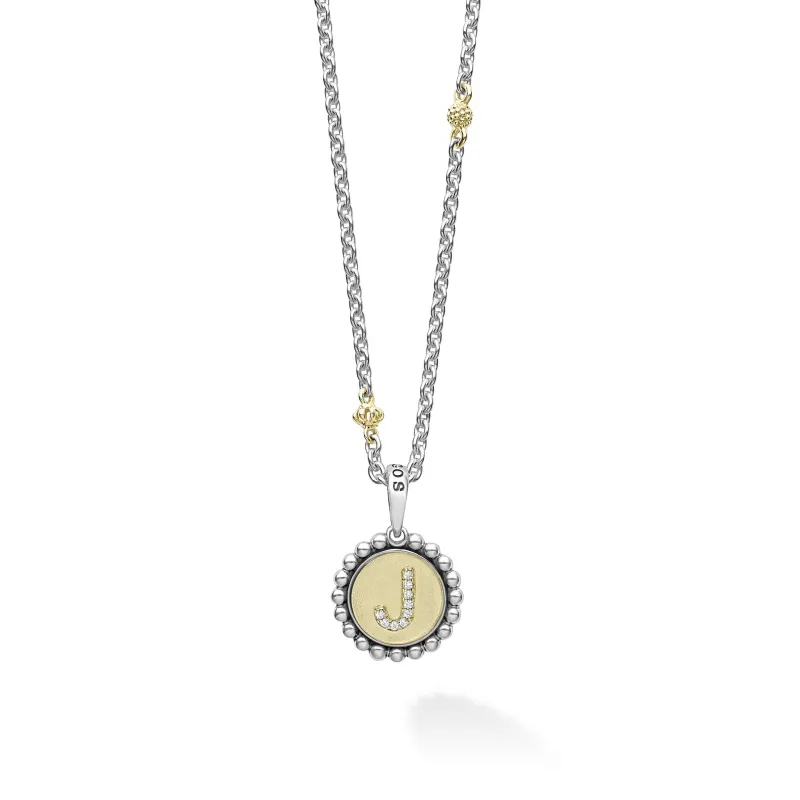 Signature Caviar J Initial Diamond Charm Necklace sold by LAGOS