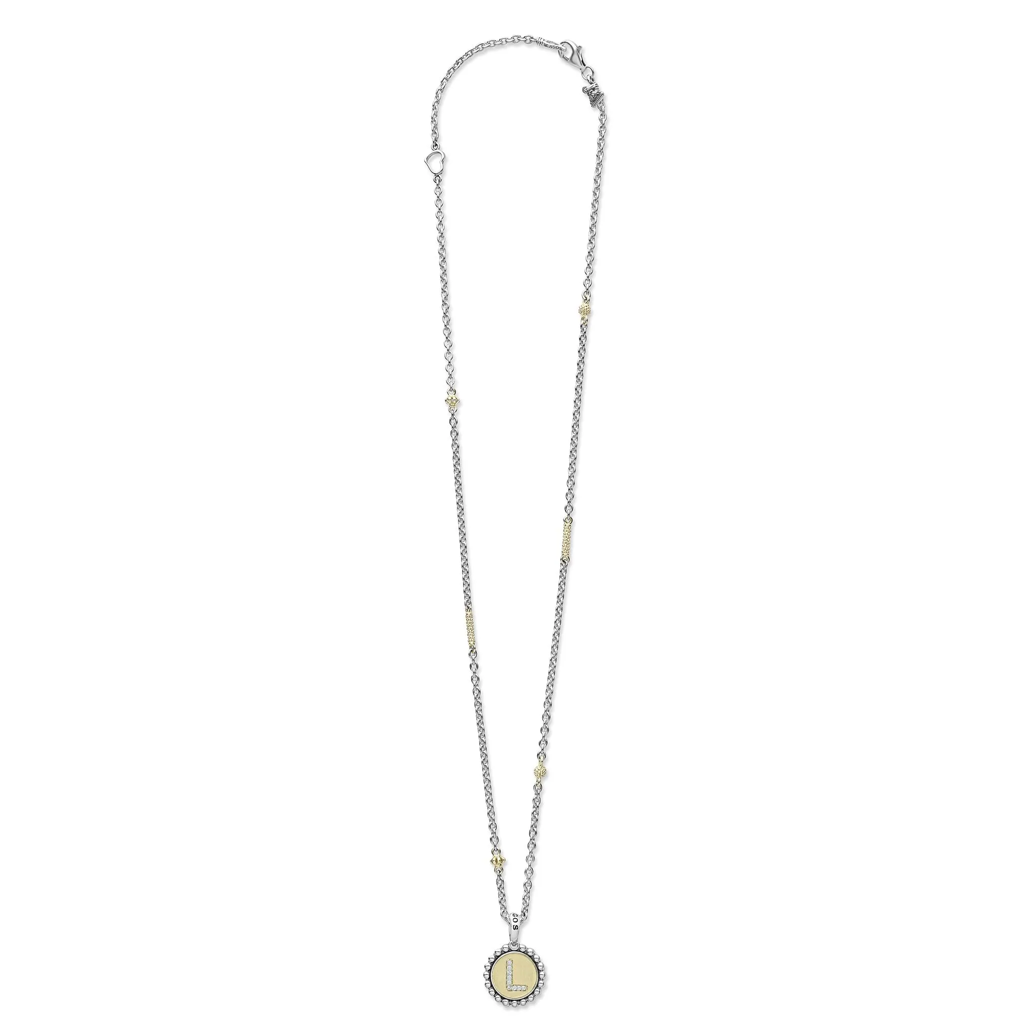 Signature Caviar L Initial Diamond Charm Necklace sold by LAGOS product image thumbnail 3