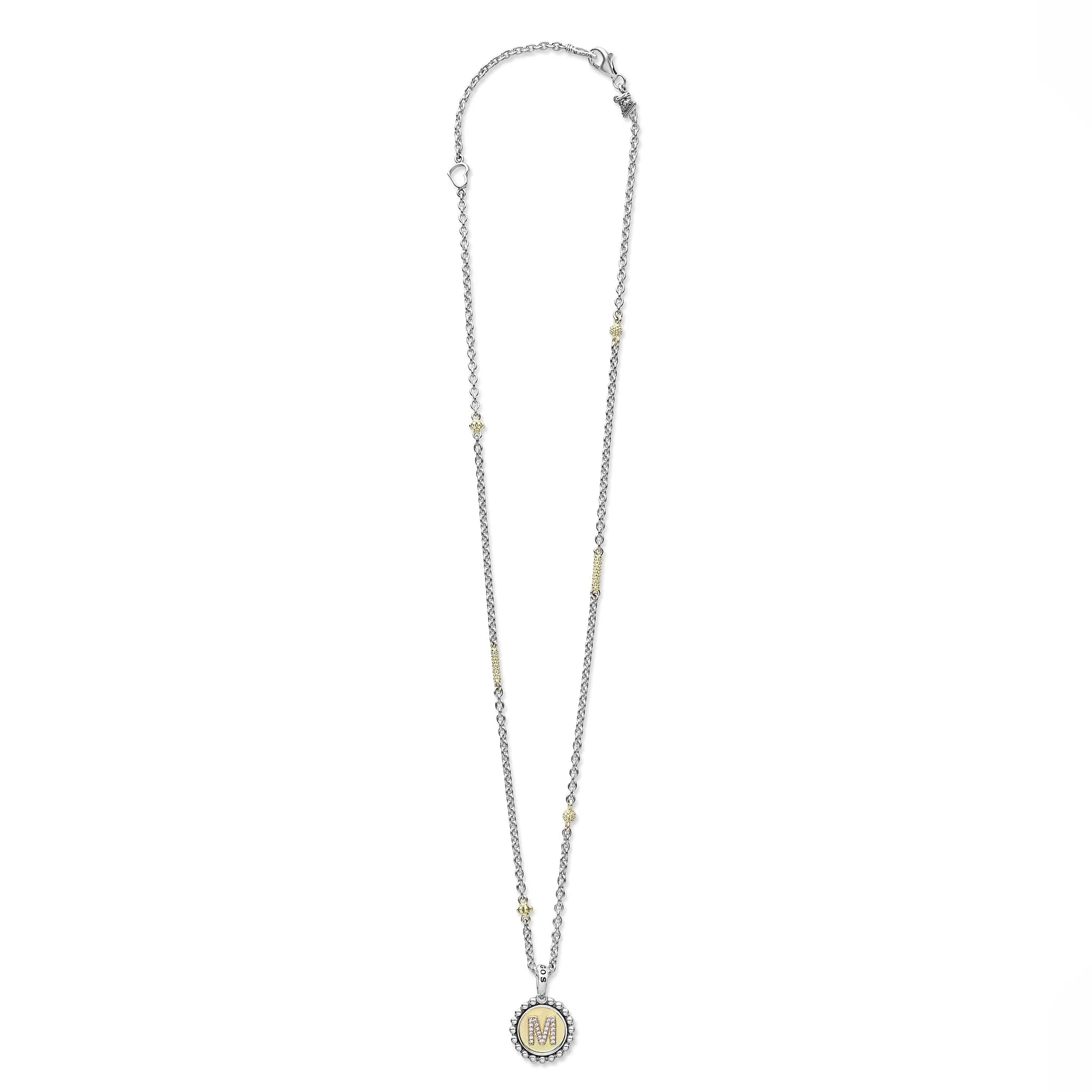 Signature Caviar M Initial Diamond Charm Necklace sold by LAGOS product image thumbnail 3
