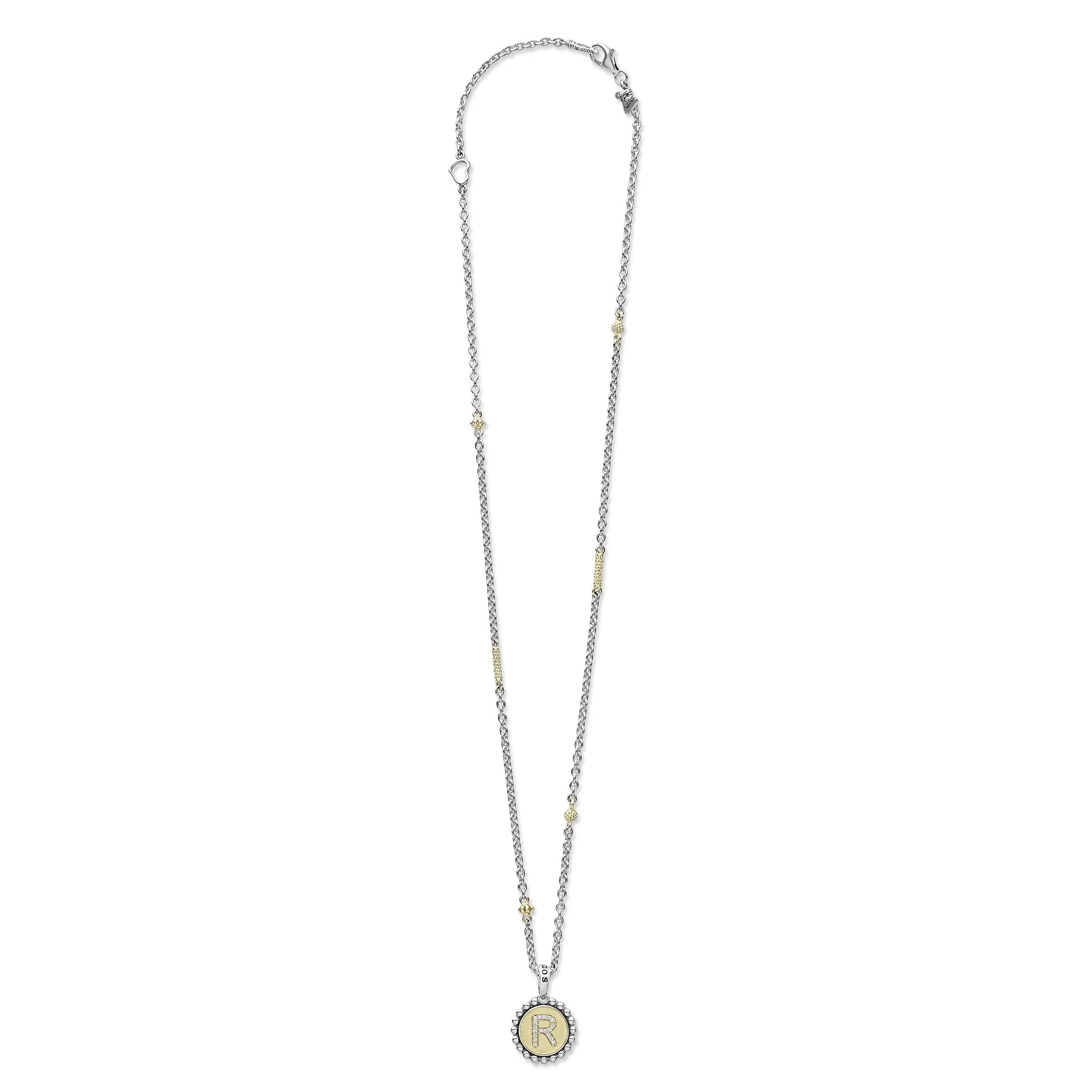 Signature Caviar R Initial Diamond Charm Necklace sold by LAGOS product image thumbnail 3