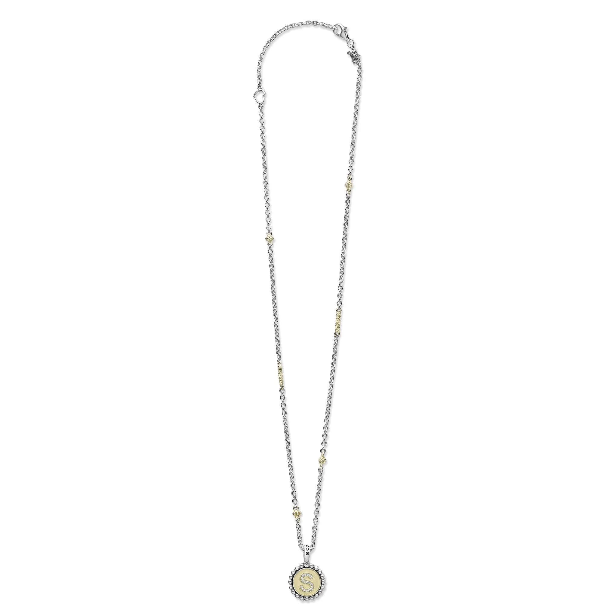 Signature Caviar S Initial Diamond Charm Necklace sold by LAGOS product image thumbnail 3