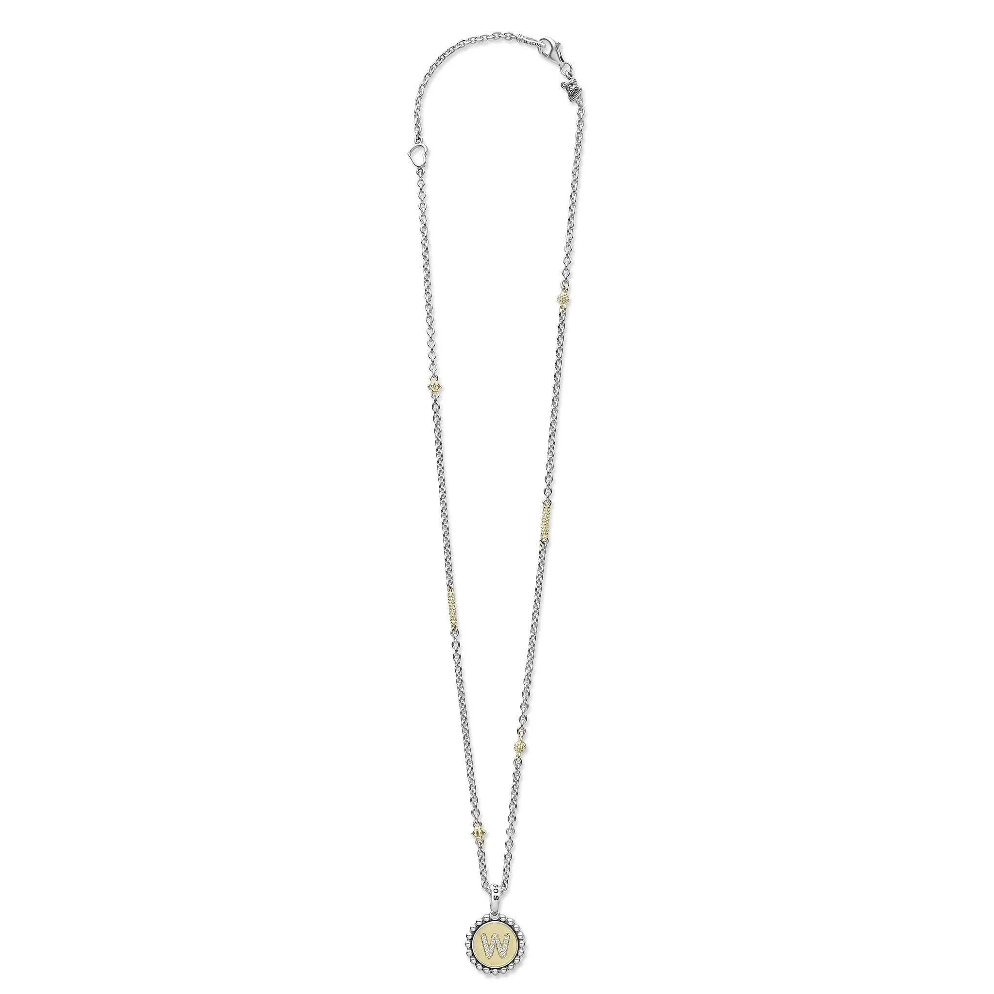 Signature Caviar W Initial Diamond Charm Necklace sold by LAGOS product image thumbnail 3