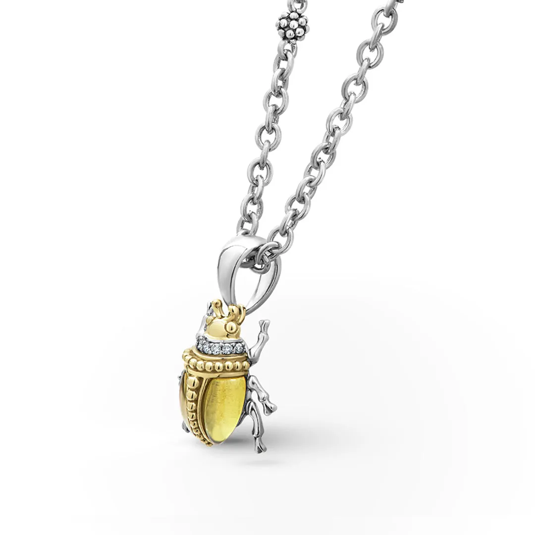 Rare Wonders Olive Quartz Diamond Beetle Pendant Necklace sold by LAGOS product image thumbnail 4