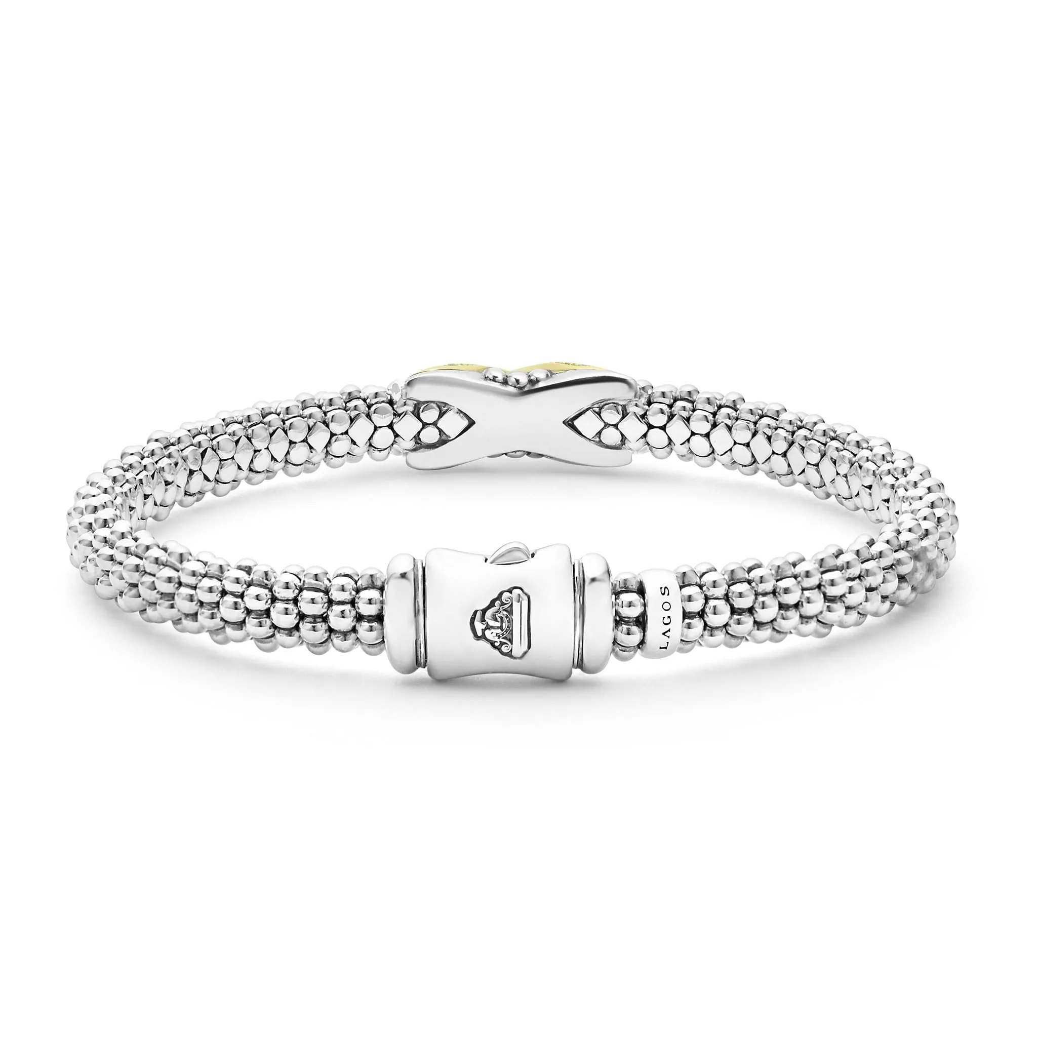 Embrace Two-Tone Diamond X Caviar Bracelet | 6mm sold by LAGOS product image thumbnail 5
