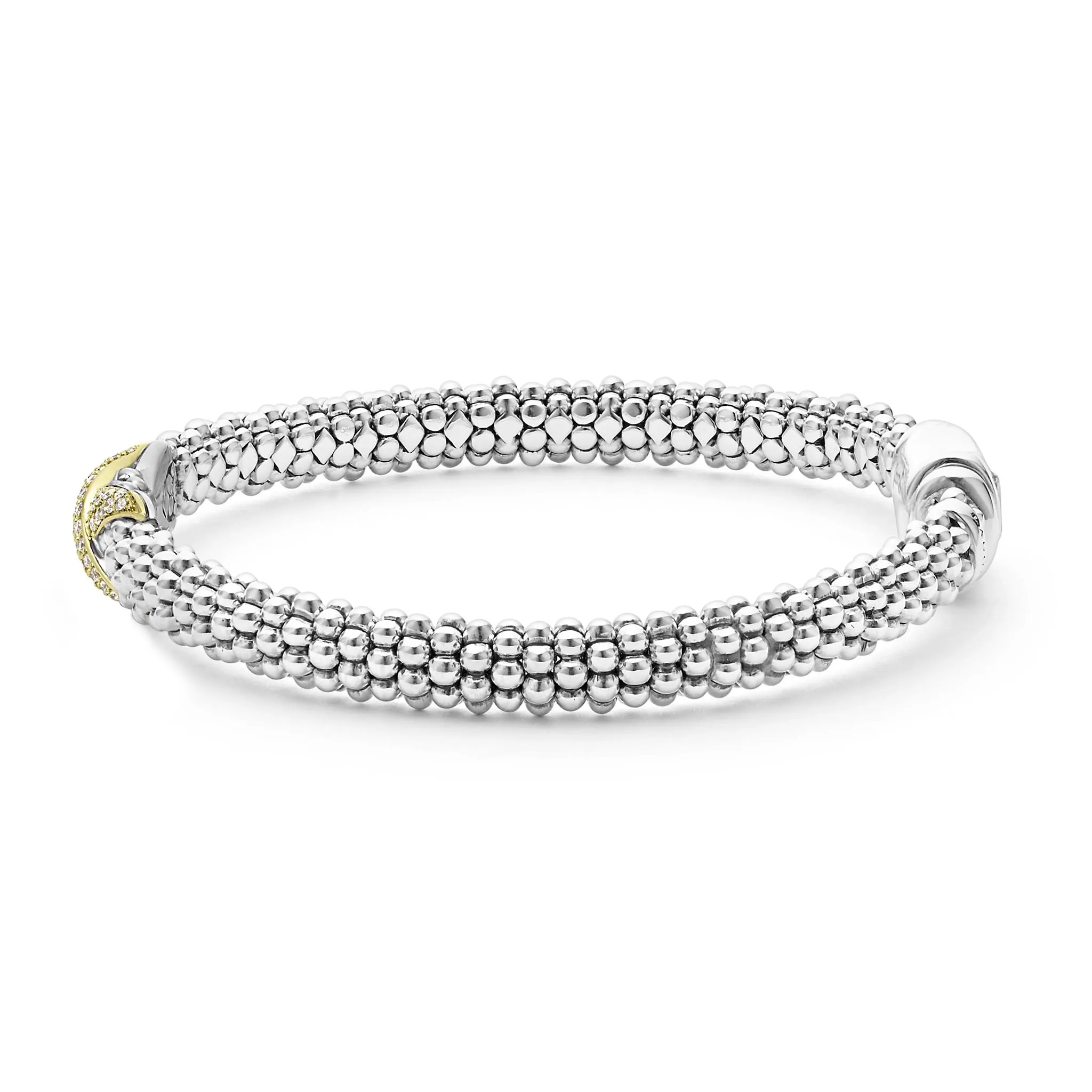Embrace Two-Tone Diamond X Caviar Bracelet | 6mm sold by LAGOS product image thumbnail 3