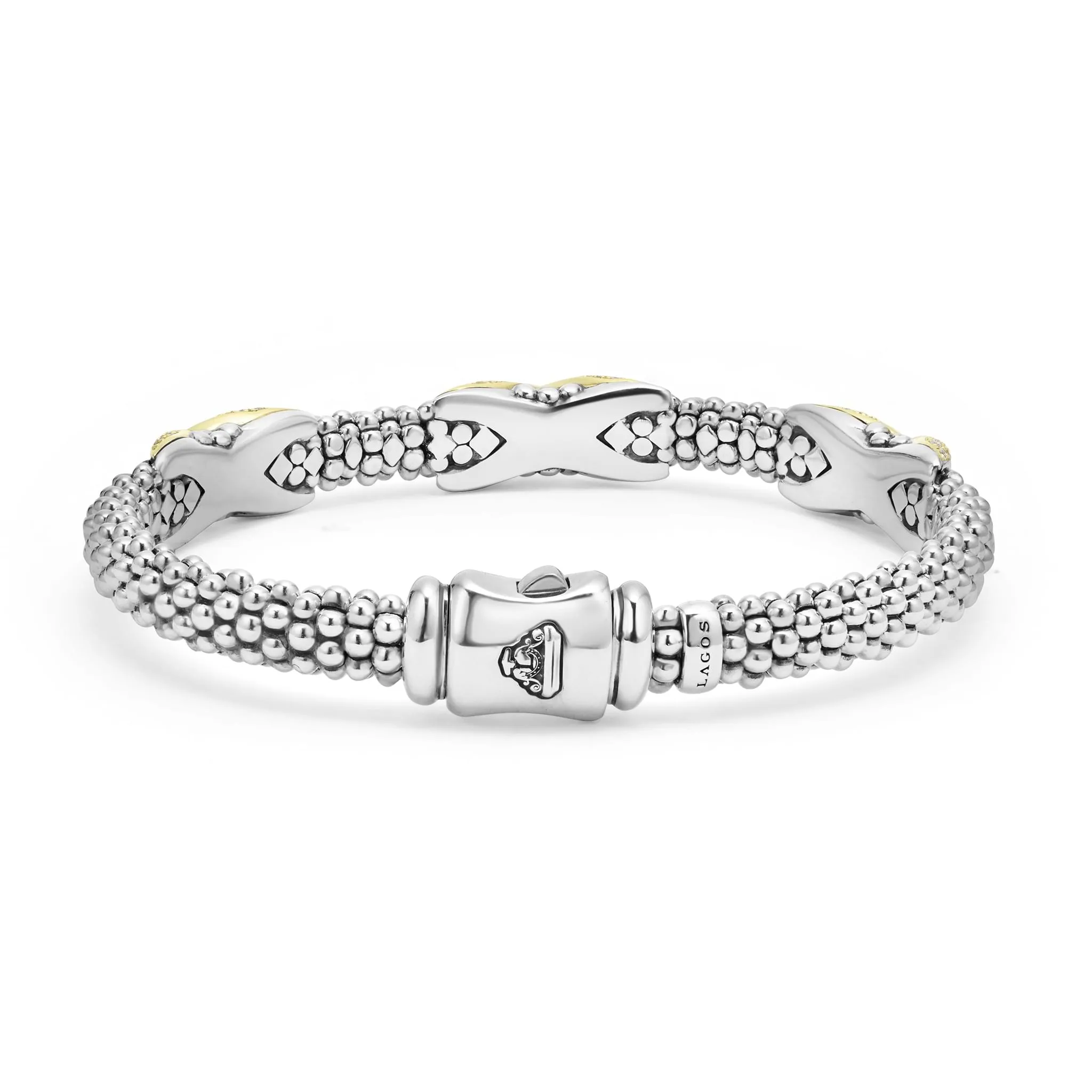 Embrace Three Station Diamond X Caviar Bracelet | 6mm sold by LAGOS product image thumbnail 5