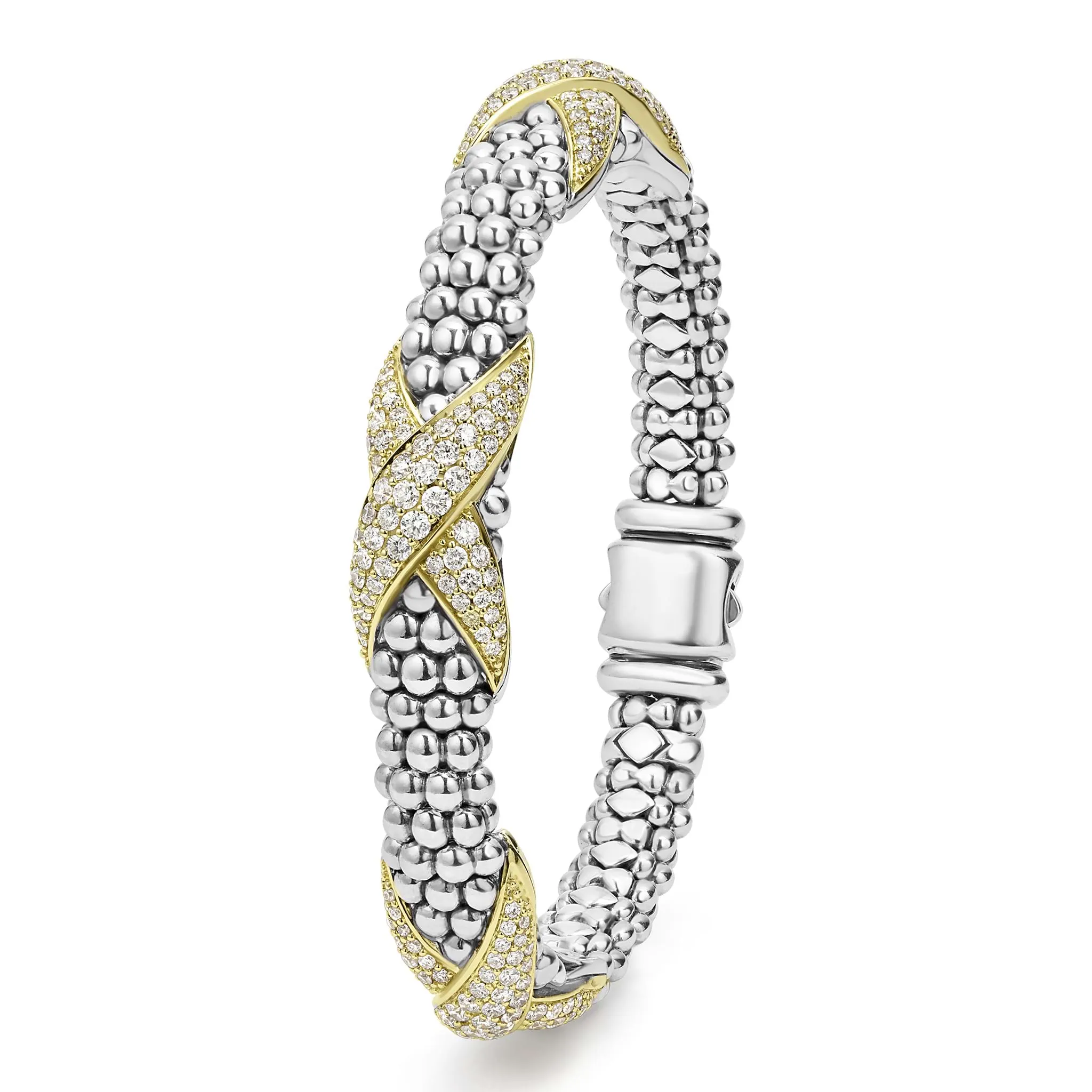 Embrace Three Station Diamond X Caviar Bracelet | 9mm sold by LAGOS product image thumbnail 4