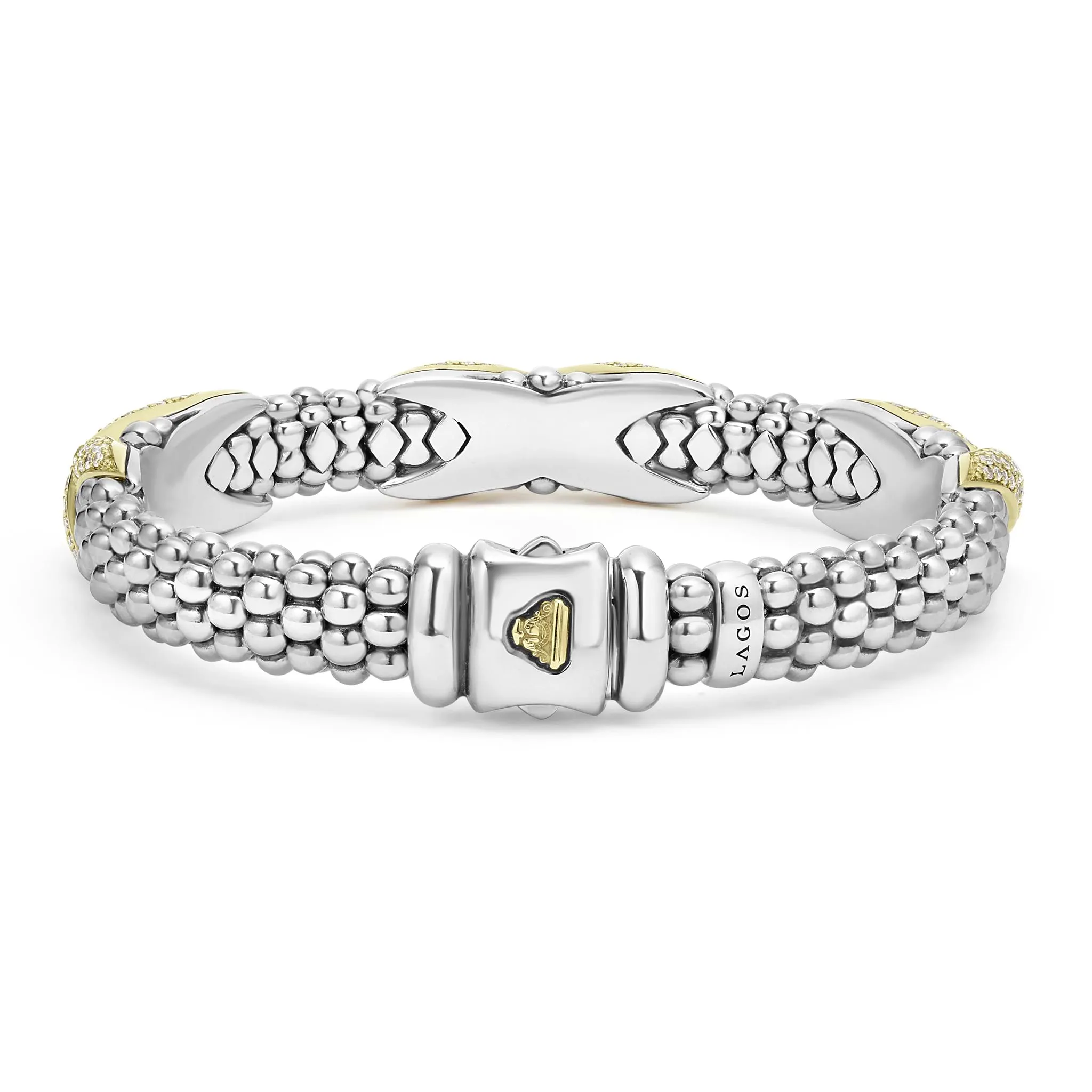 Embrace Three Station Diamond X Caviar Bracelet | 9mm sold by LAGOS product image thumbnail 5
