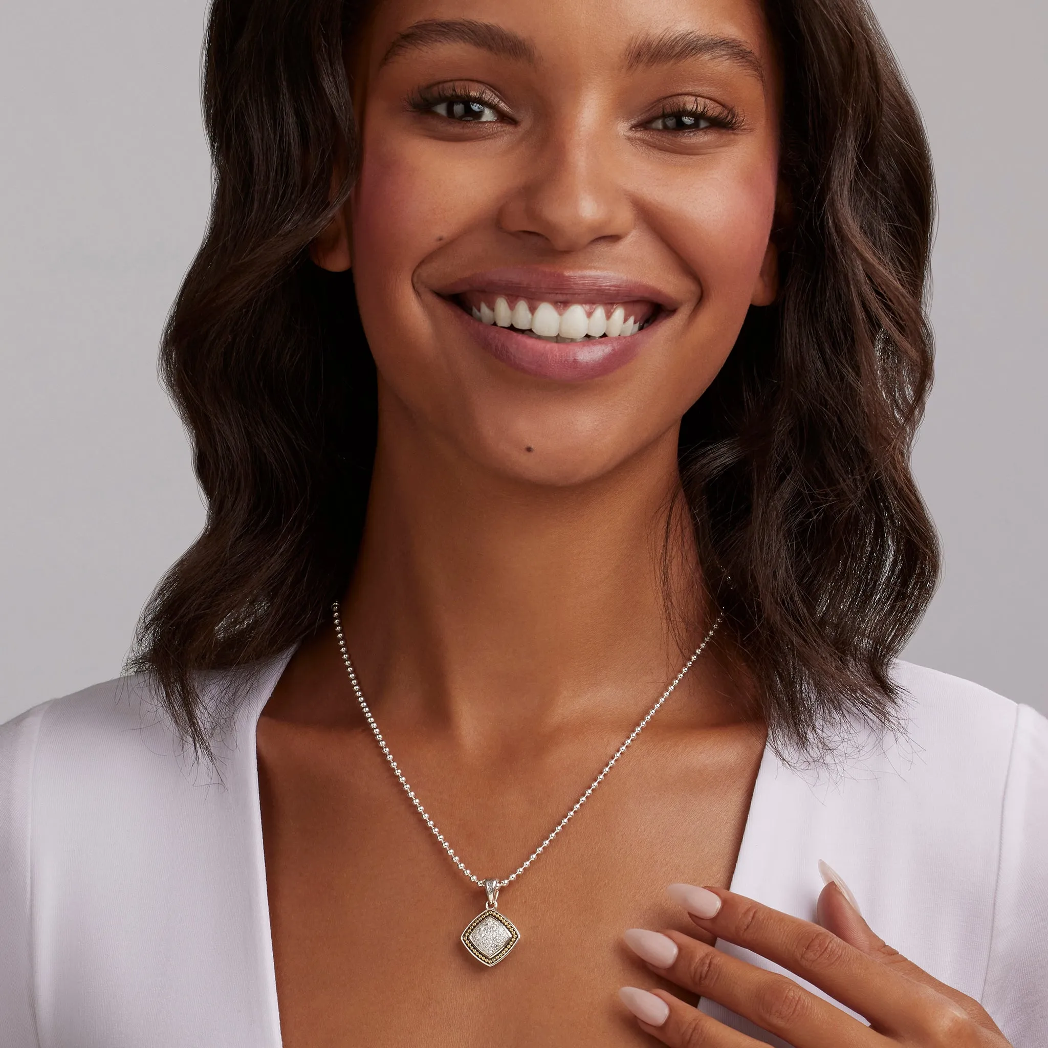 Rittenhouse Two-Tone Square Diamond Pendant Necklace sold by LAGOS product image thumbnail 2