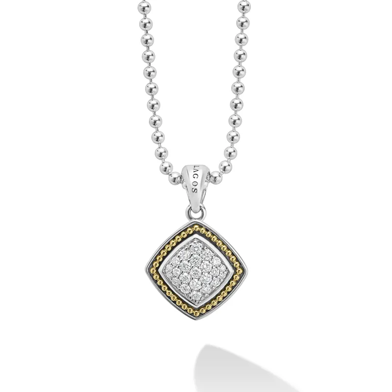 Rittenhouse Two-Tone Square Diamond Pendant Necklace sold by LAGOS