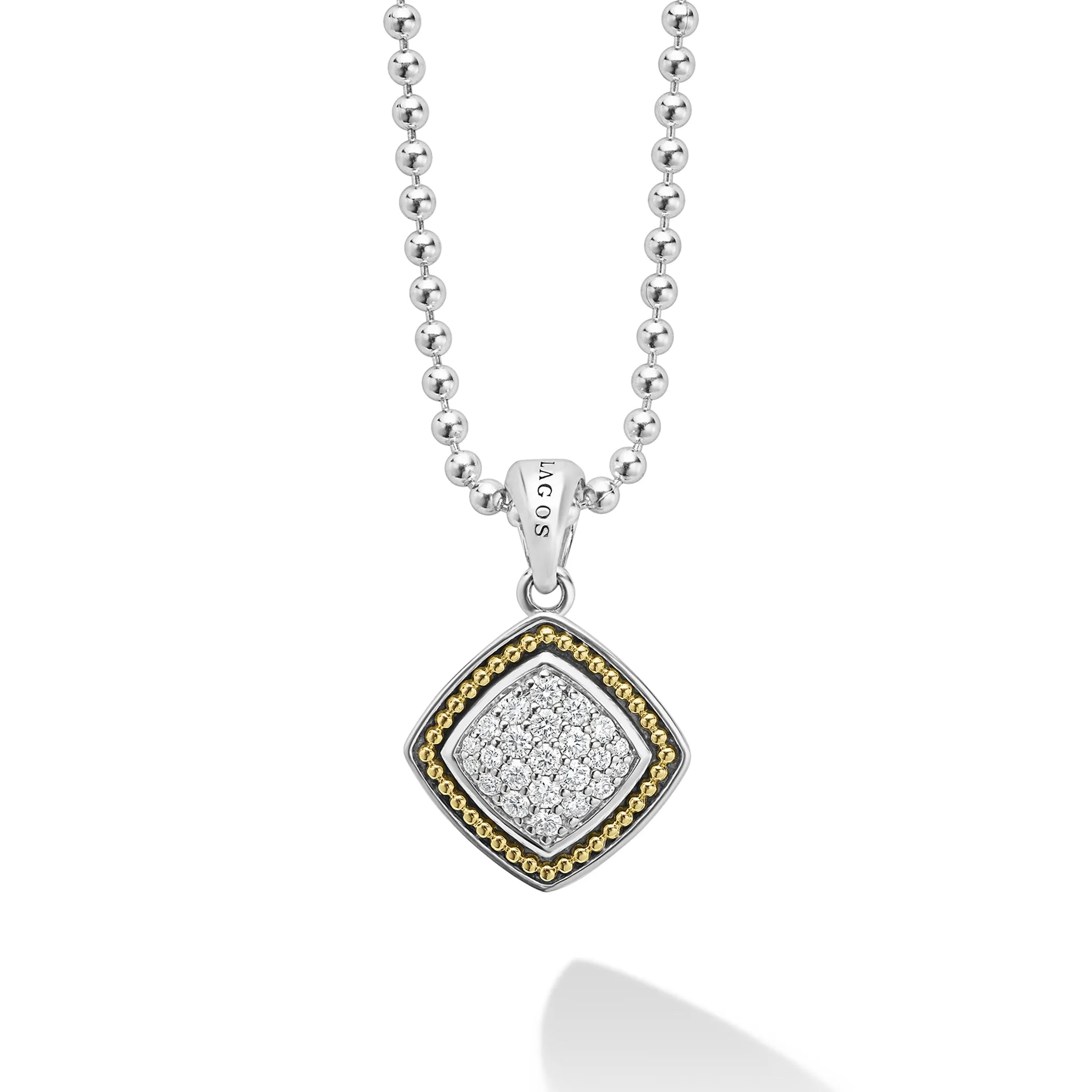 Rittenhouse Two-Tone Square Diamond Pendant Necklace sold by LAGOS