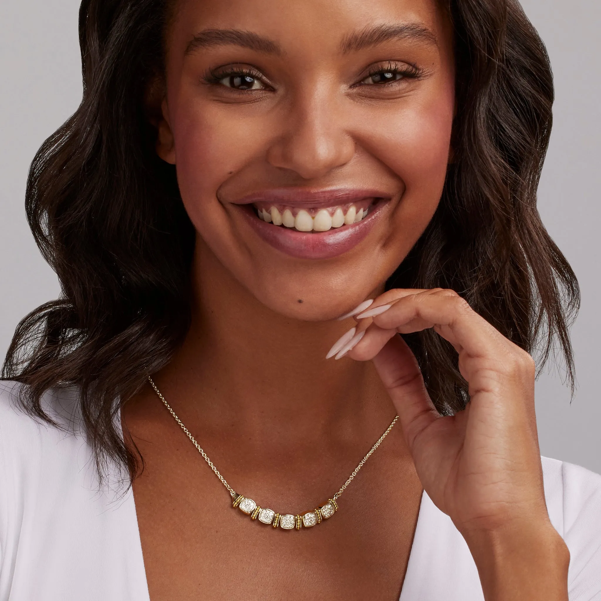 Rittenhouse Two-Tone Five Station Diamond Necklace sold by LAGOS product image thumbnail 2